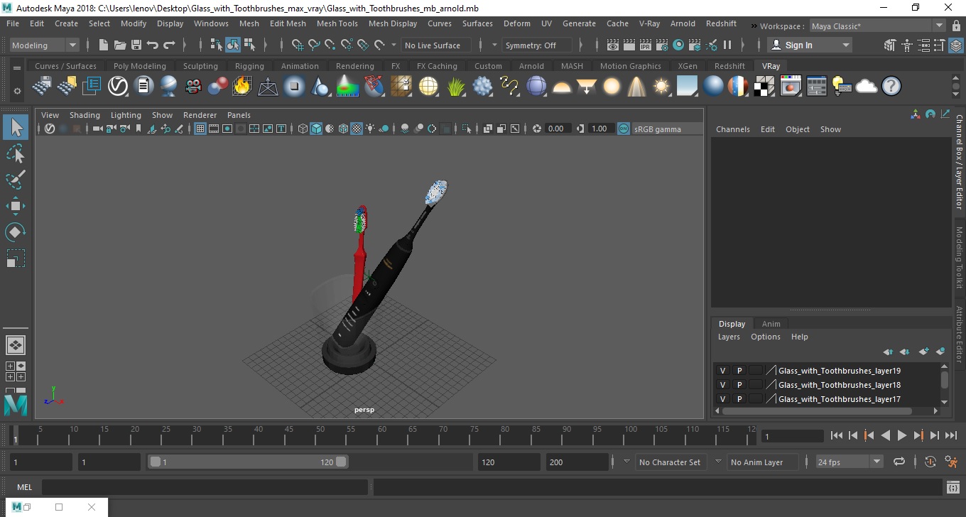 3D Glass with Toothbrushes model