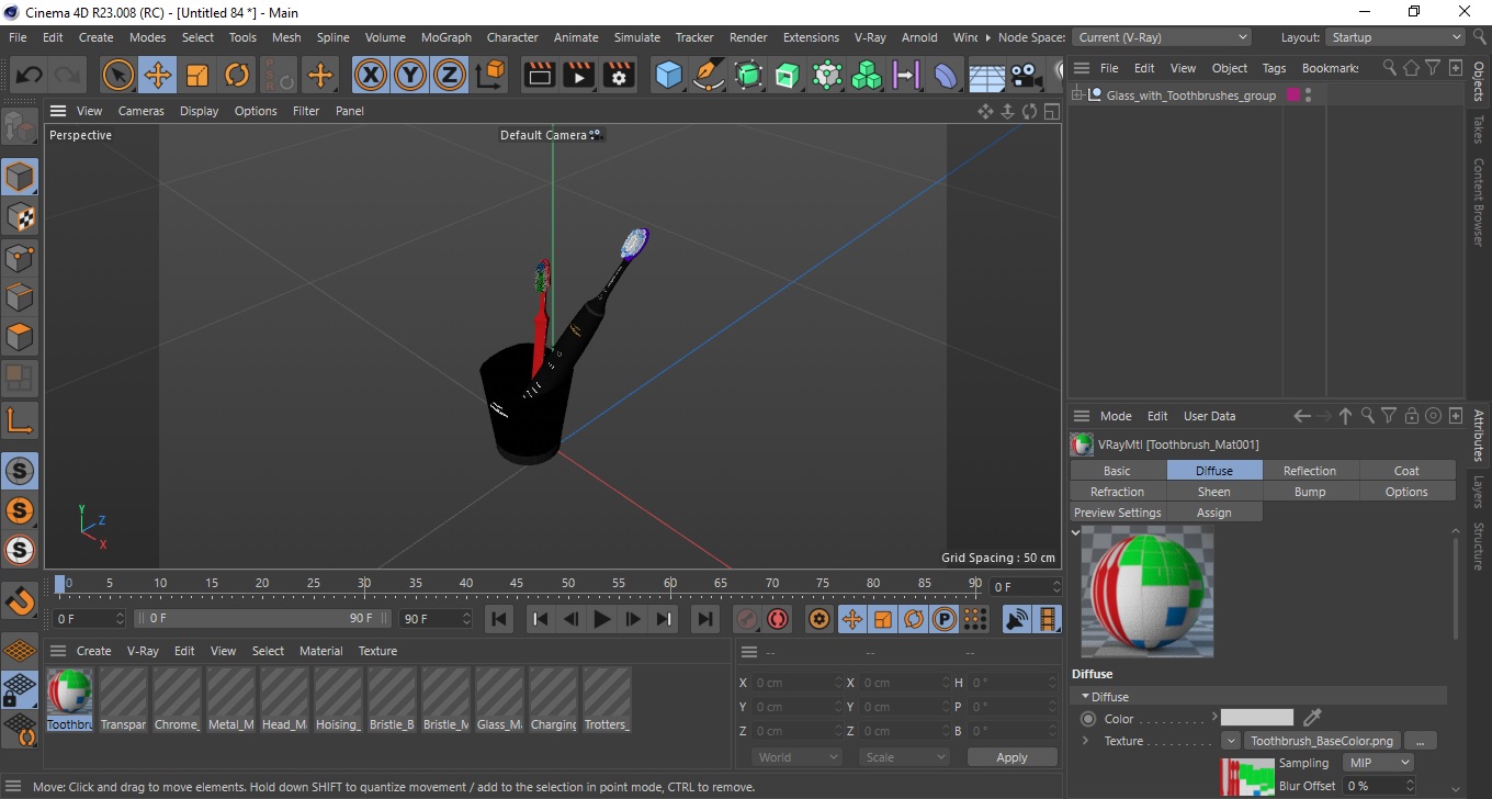 3D Glass with Toothbrushes model