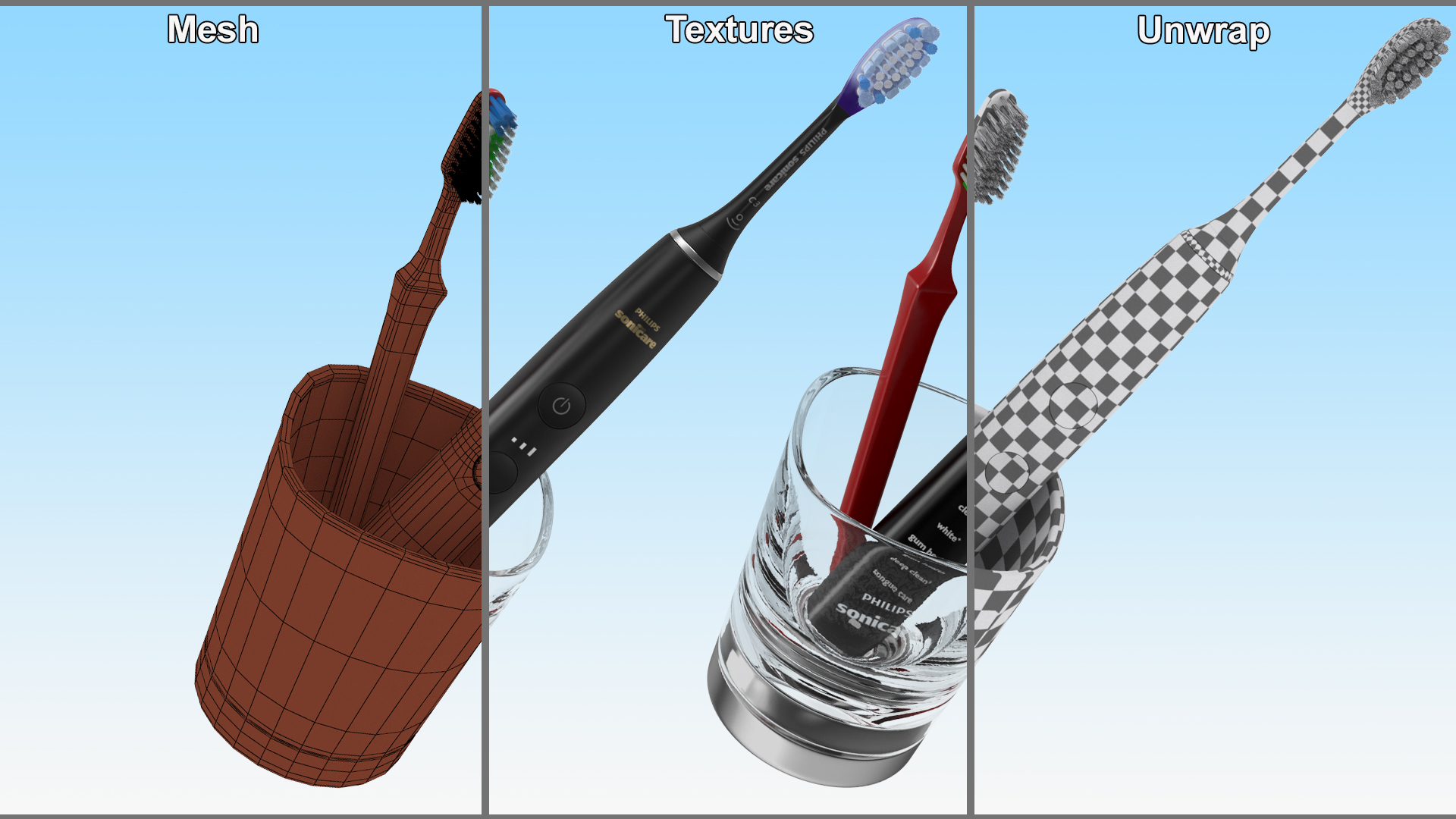 3D Glass with Toothbrushes model