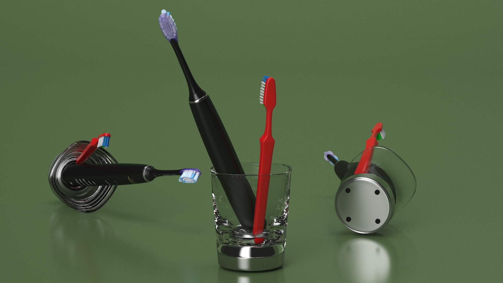 3D Glass with Toothbrushes model