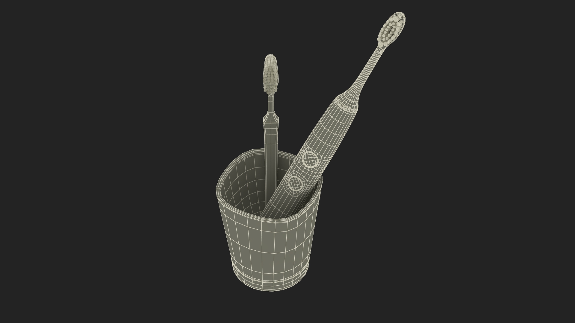 3D Glass with Toothbrushes model