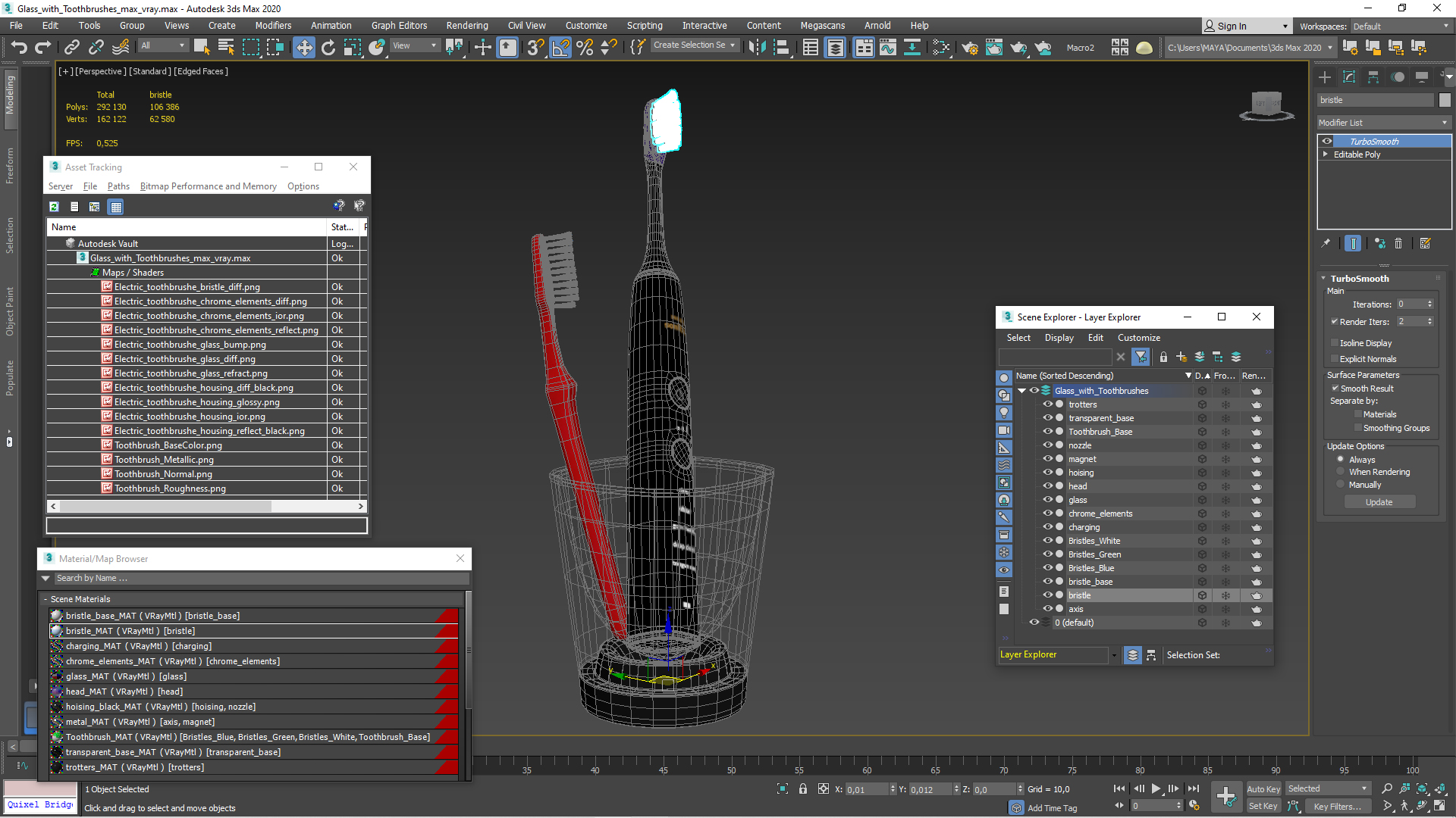 3D Glass with Toothbrushes model