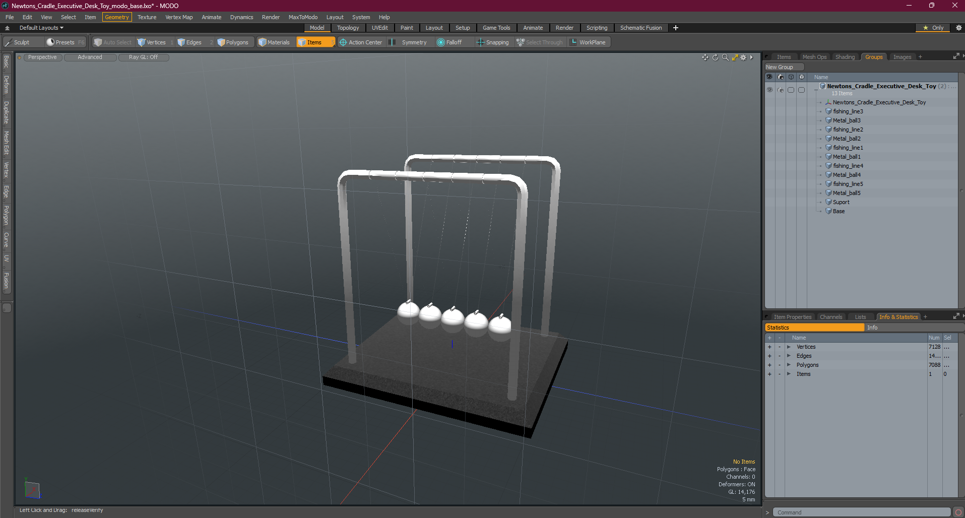 3D Newtons Cradle Executive Desk Toy model