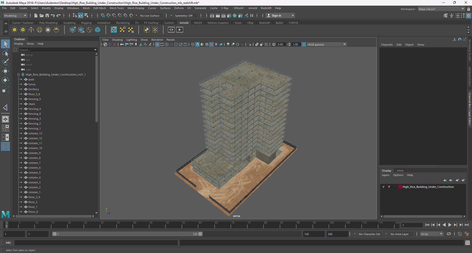 High Rise Building Under Construction 3D