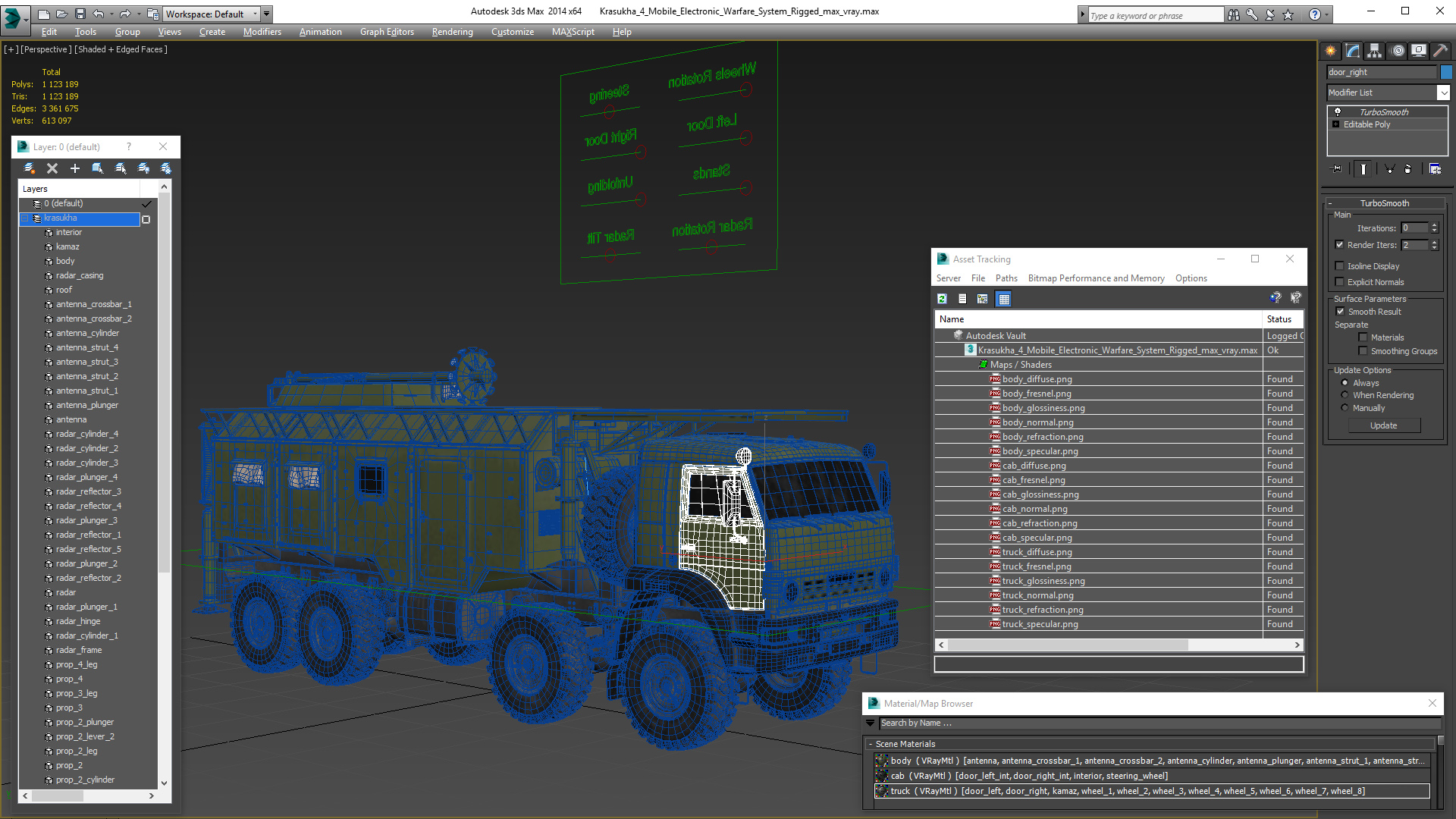 3D model Krasukha 4 Mobile Electronic Warfare System Rigged