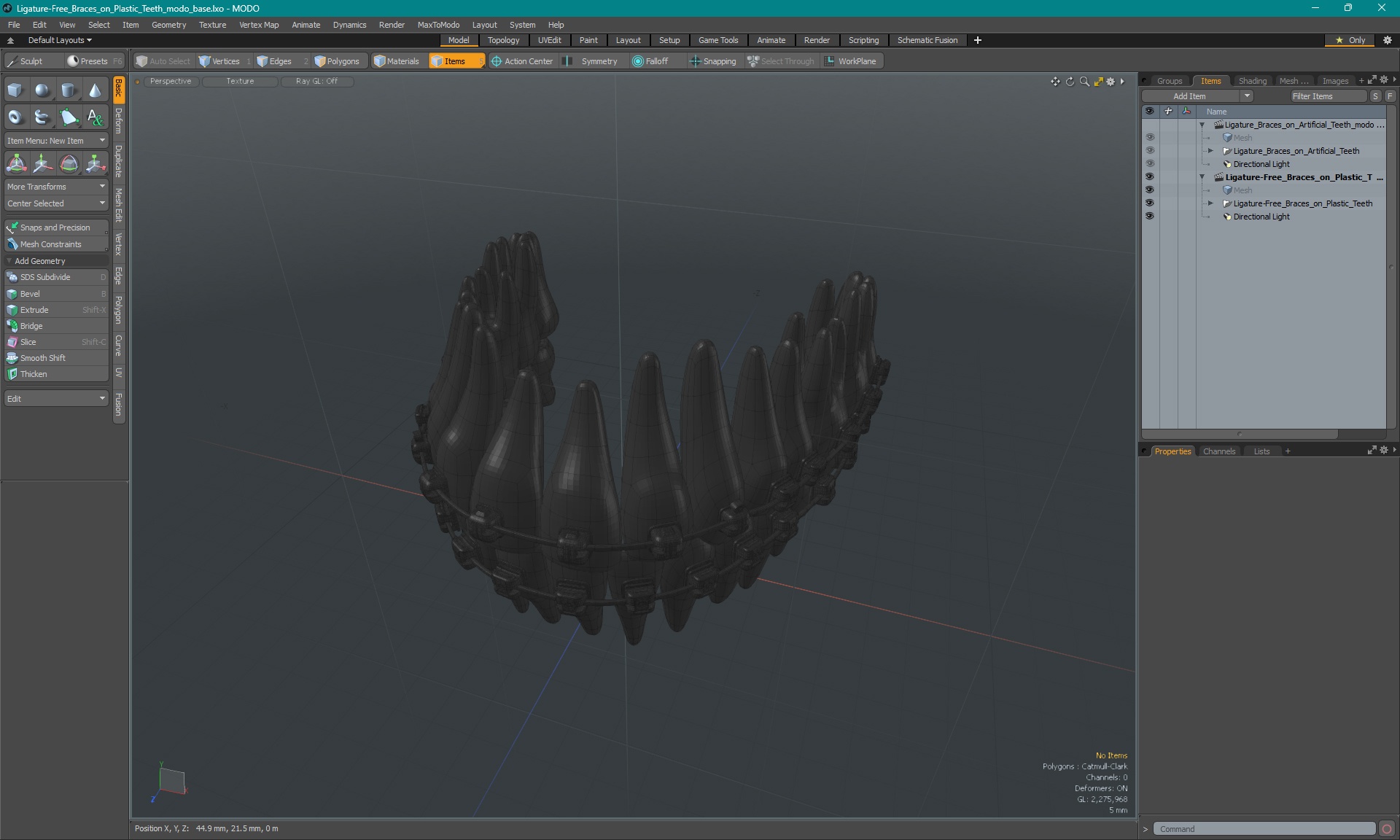 Ligature-Free Braces on Plastic Teeth 3D