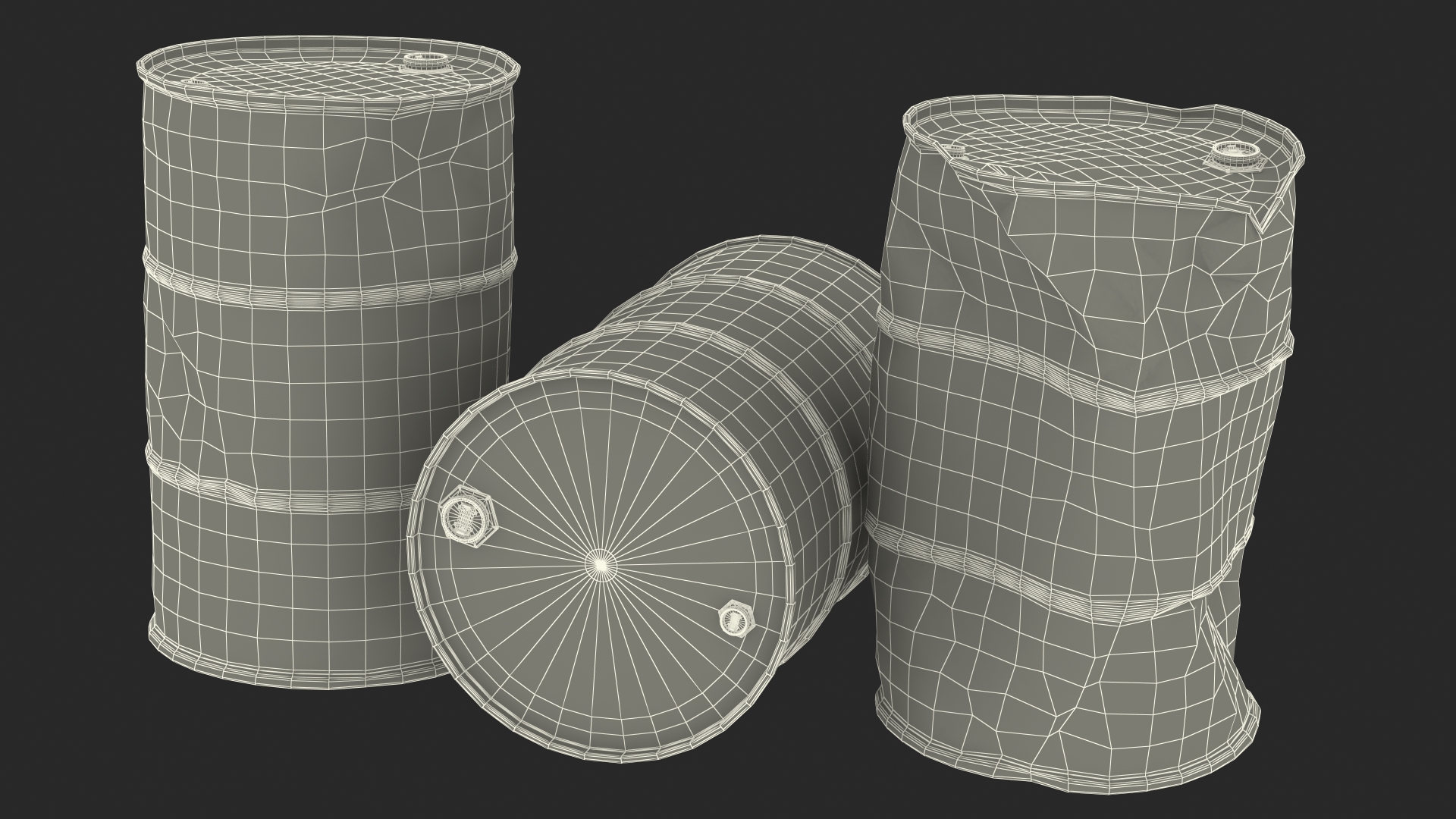 3D Biohazard Toxic Waste Barrels Set model