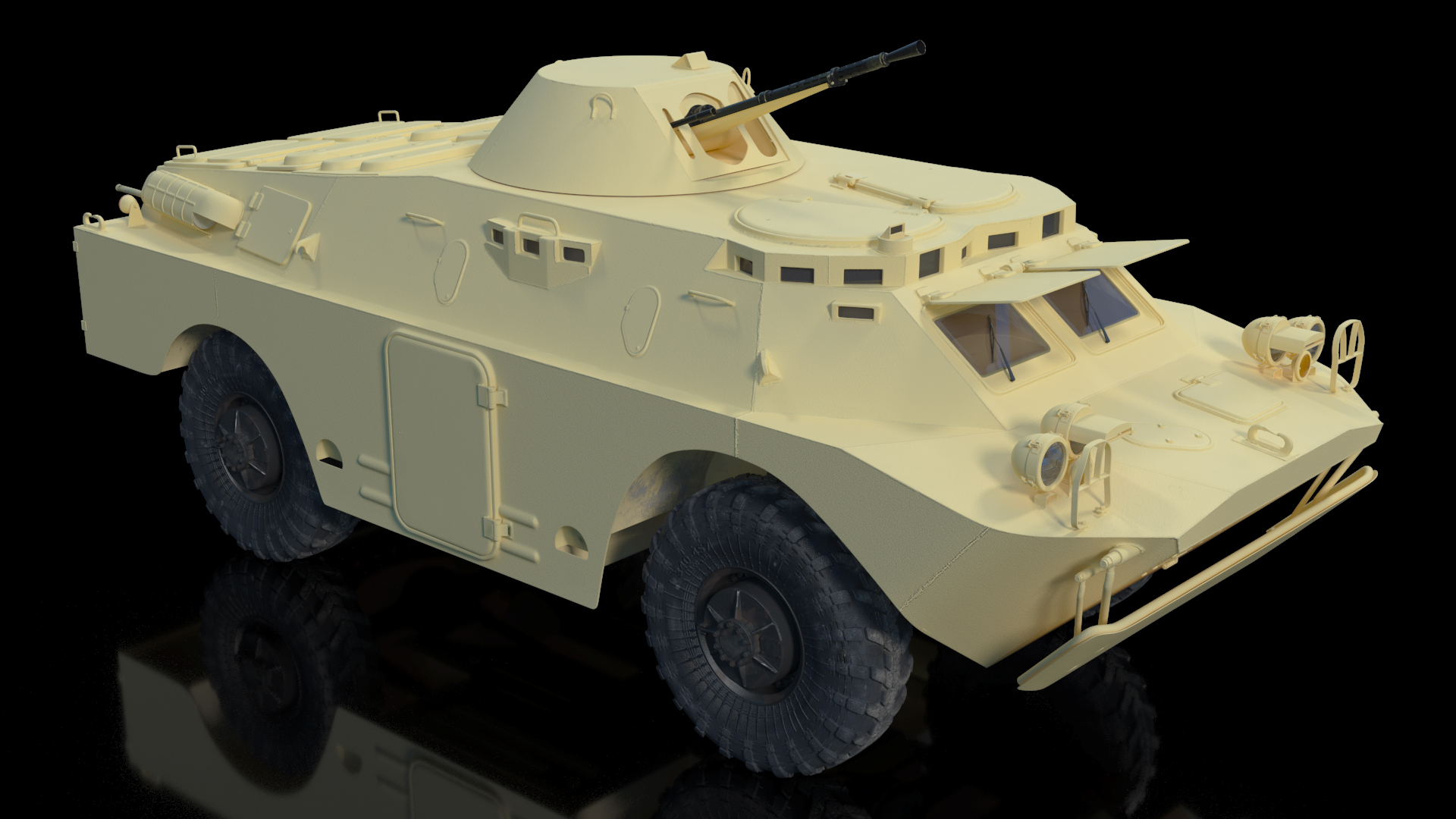 3D BRDM 2 Amphibious Vehicle Yellow Simple Interior model