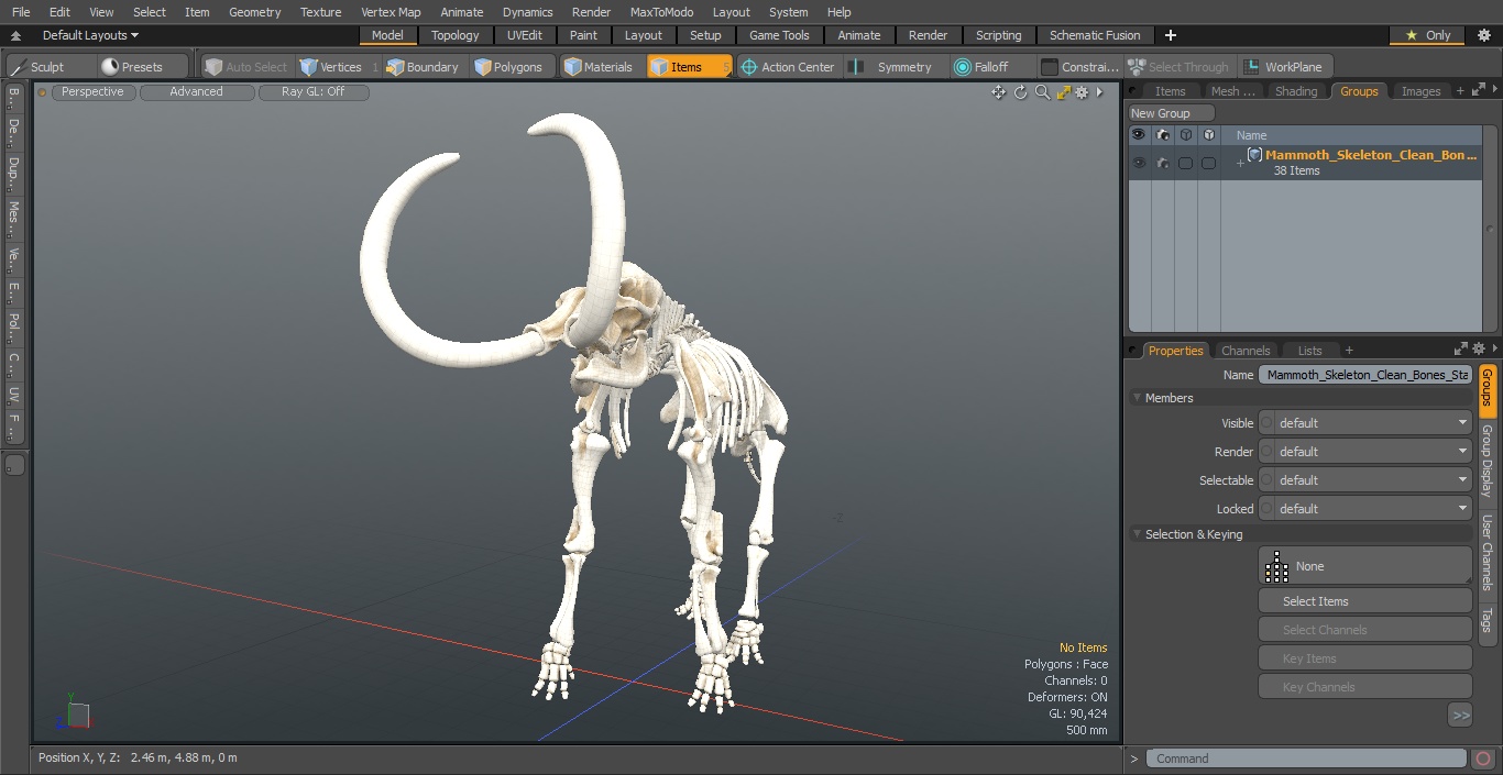 Mammoth Skeleton Clean Bones Standing Pose 3D