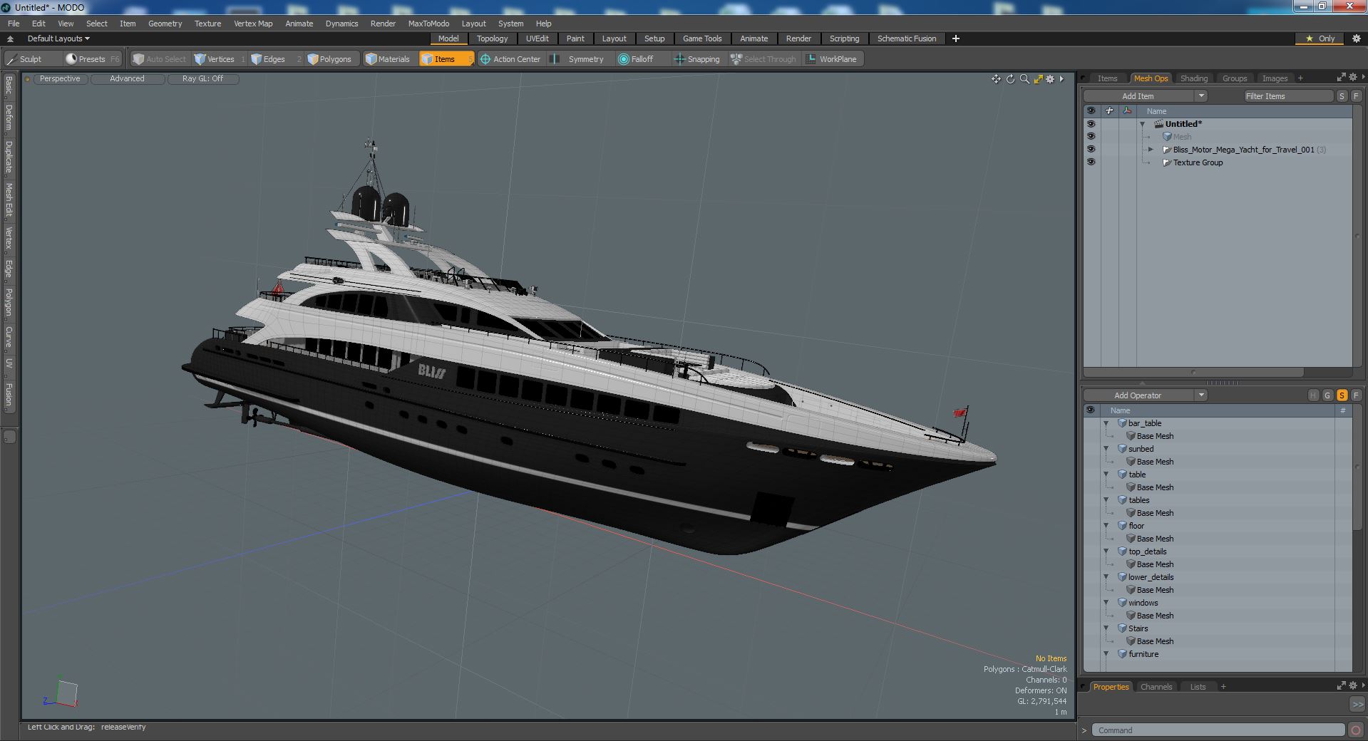 3D Bliss Motor Mega Yacht for Travel model