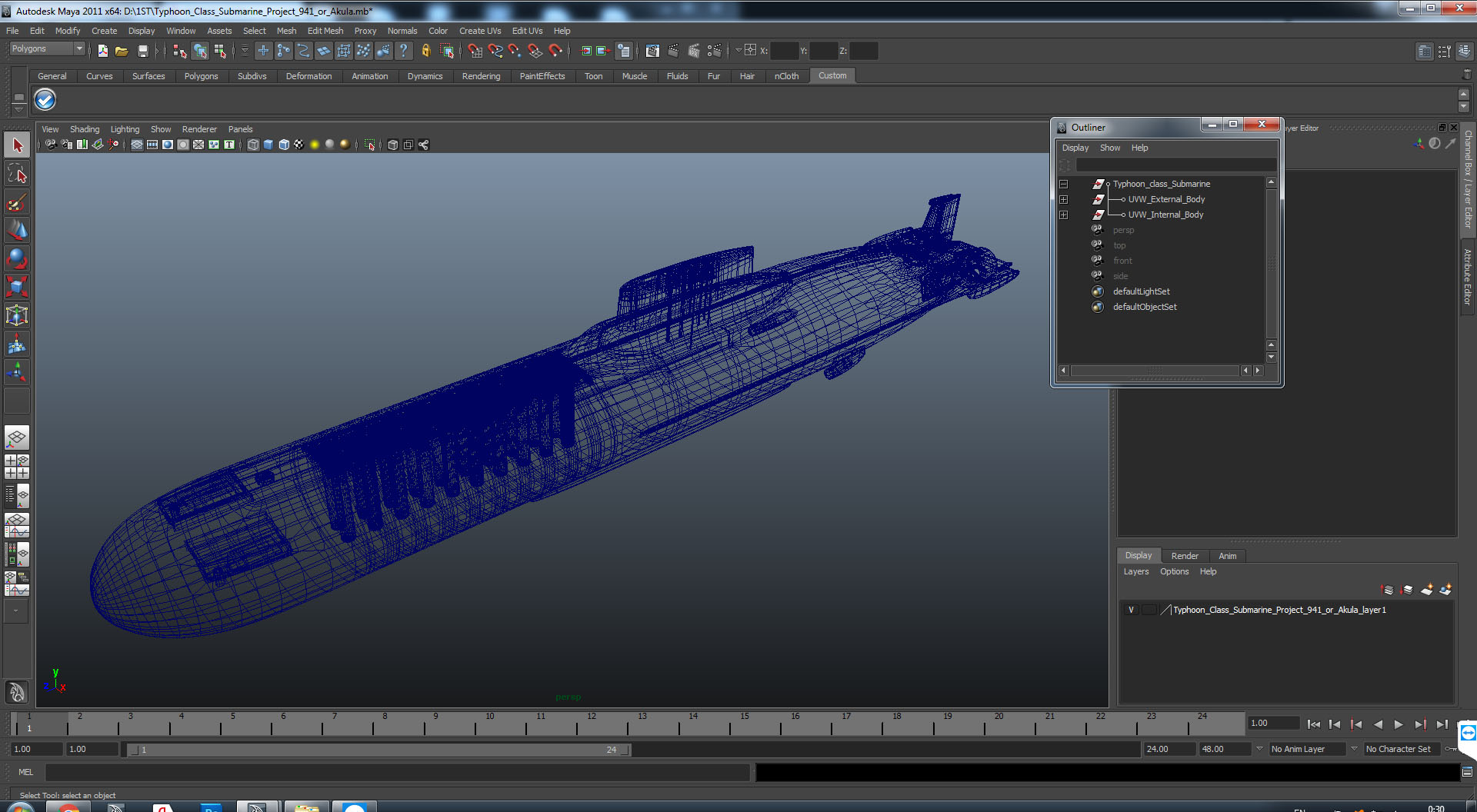 Typhoon Class Submarine Project 941 or Akula 3D model