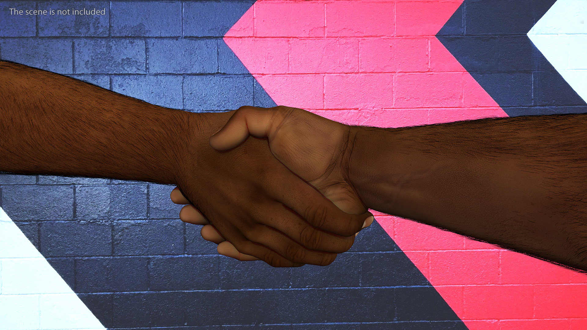 3D Handshake African Man Hands with Fur Rigged model