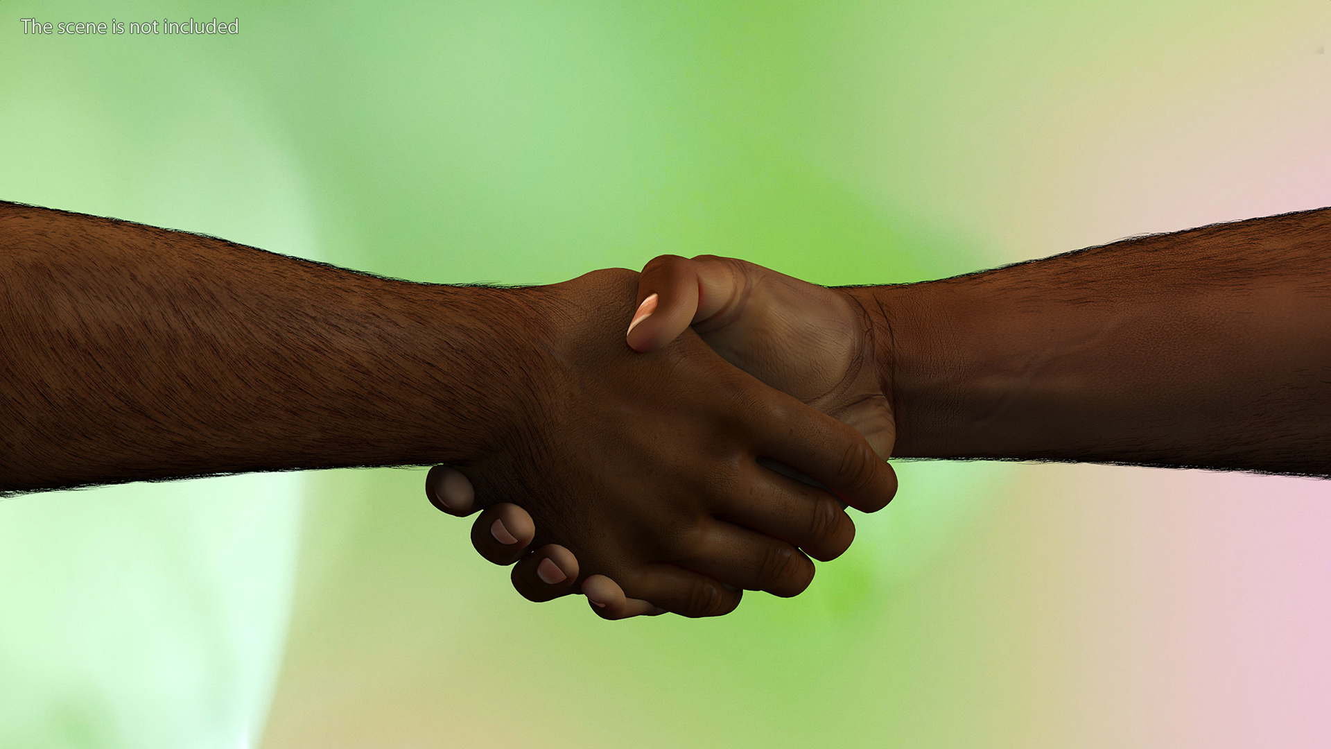 3D Handshake African Man Hands with Fur Rigged model