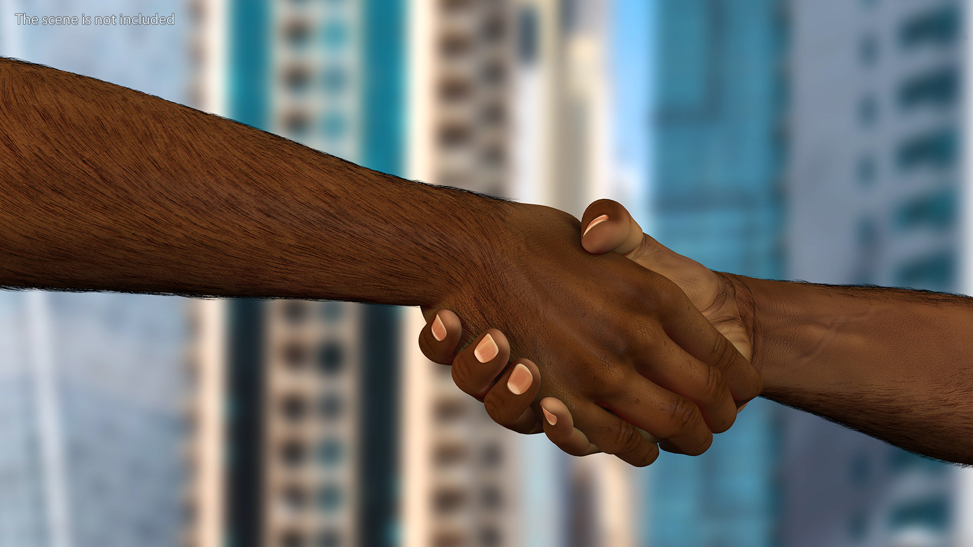 3D Handshake African Man Hands with Fur Rigged model