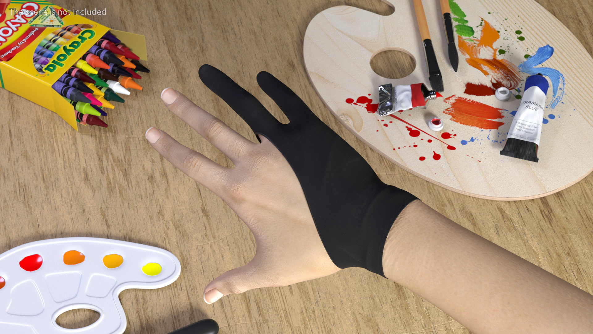 3D Black Artist Glove on Hand