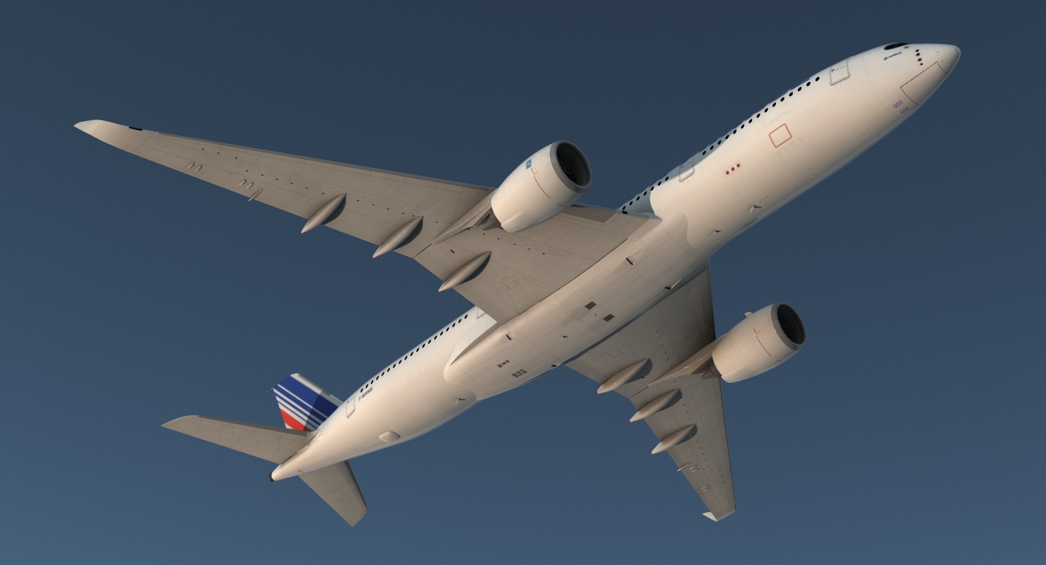 3D Airbus A350 900 Air France Rigged model