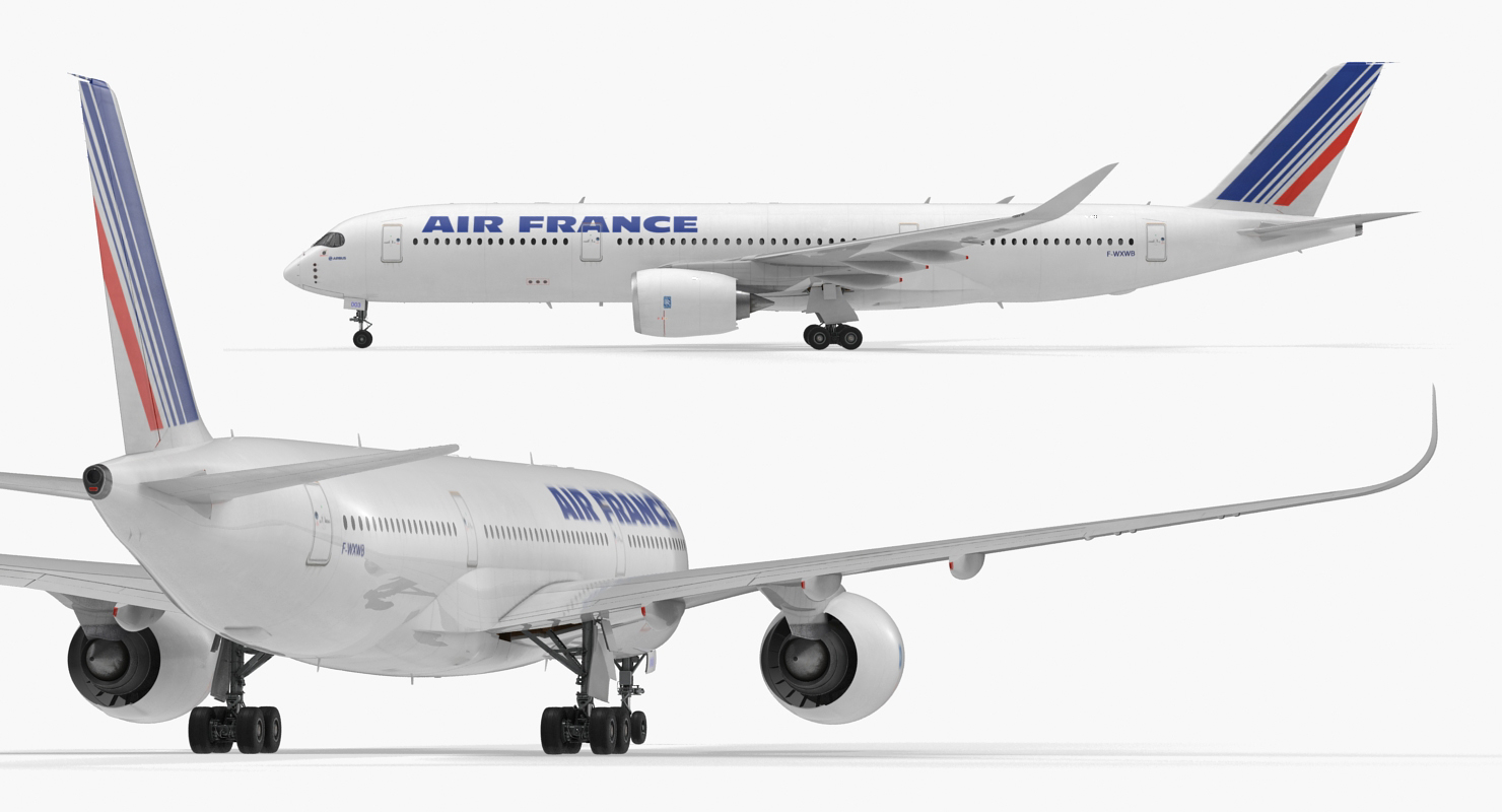 3D Airbus A350 900 Air France Rigged model