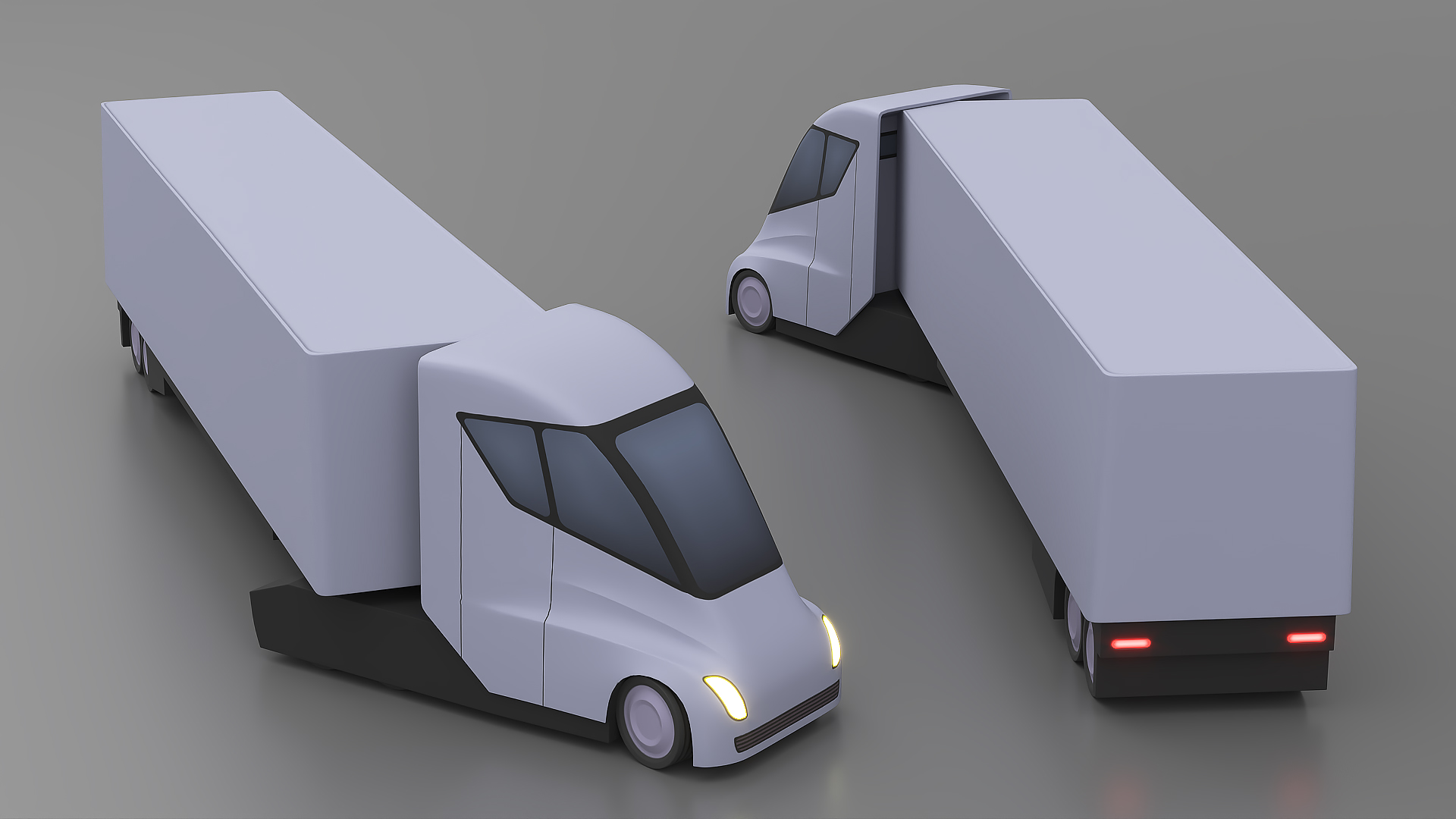 3D Playful Tesla Semi Truck Rigged