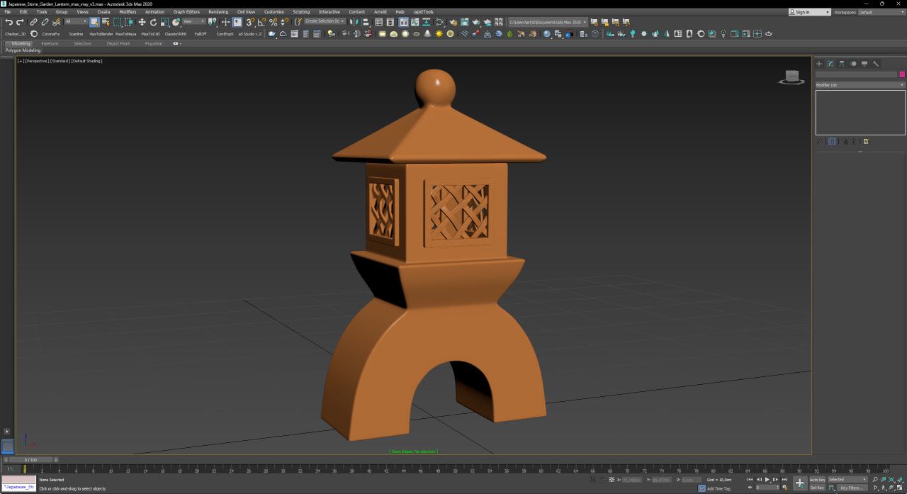 Japanese Stone Garden Lantern for 3D Print 3D