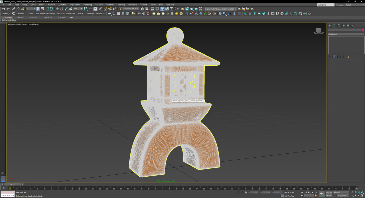 Japanese Stone Garden Lantern for 3D Print 3D