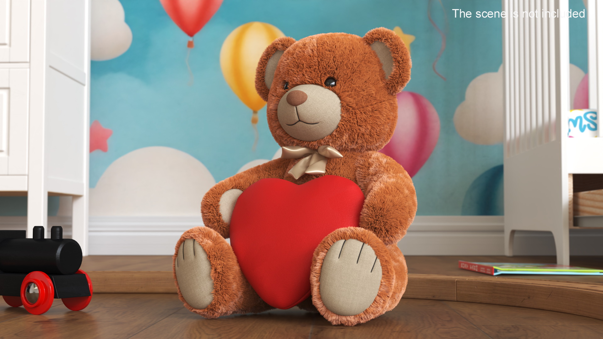 Teddy Bear Brown Holding Heart Fur 3D model