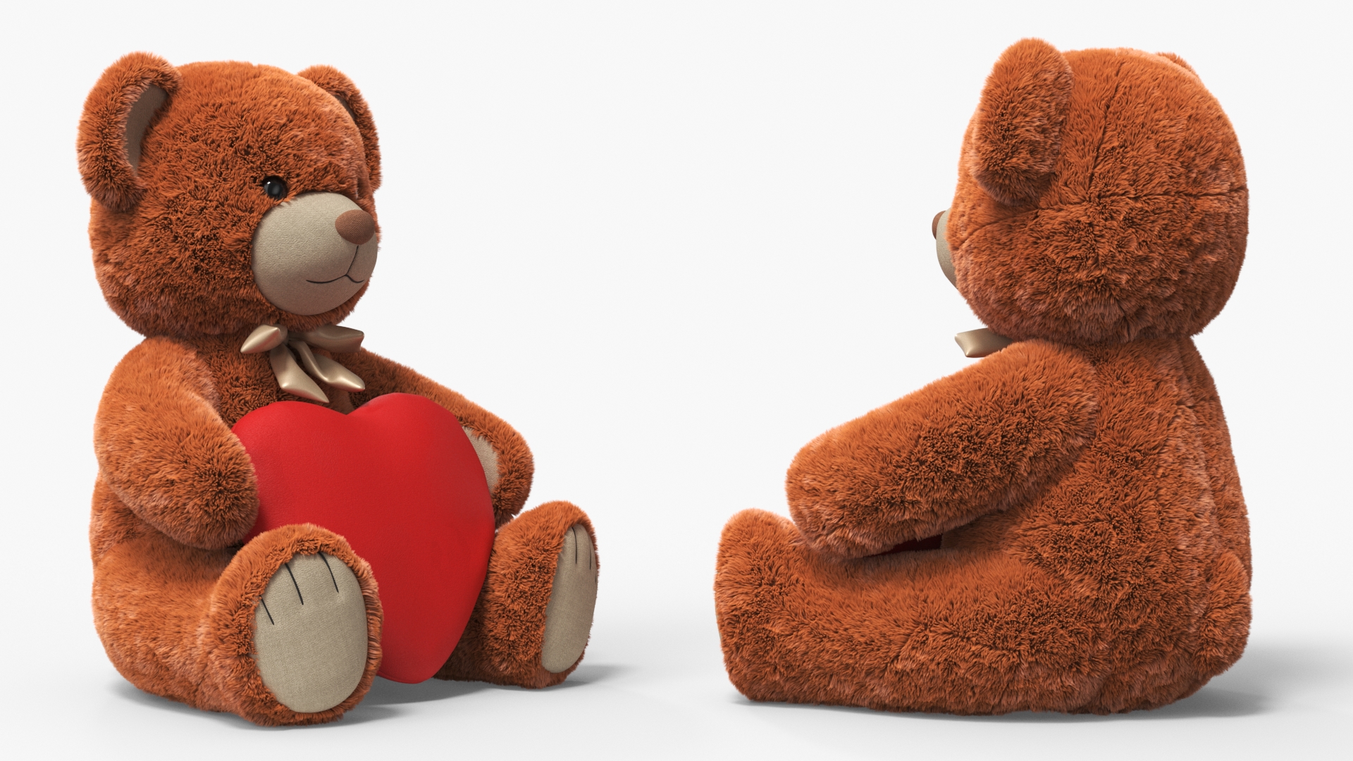 Teddy Bear Brown Holding Heart Fur 3D model