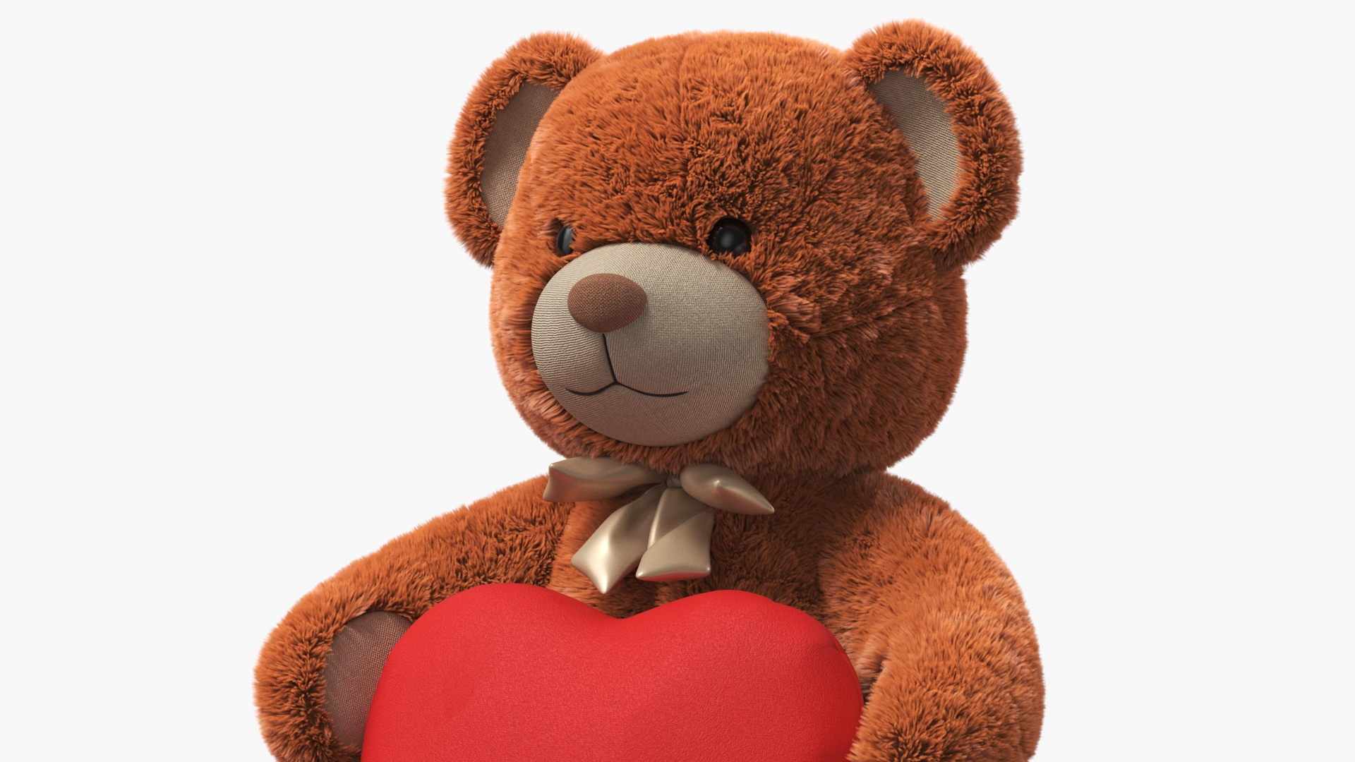 Teddy Bear Brown Holding Heart Fur 3D model