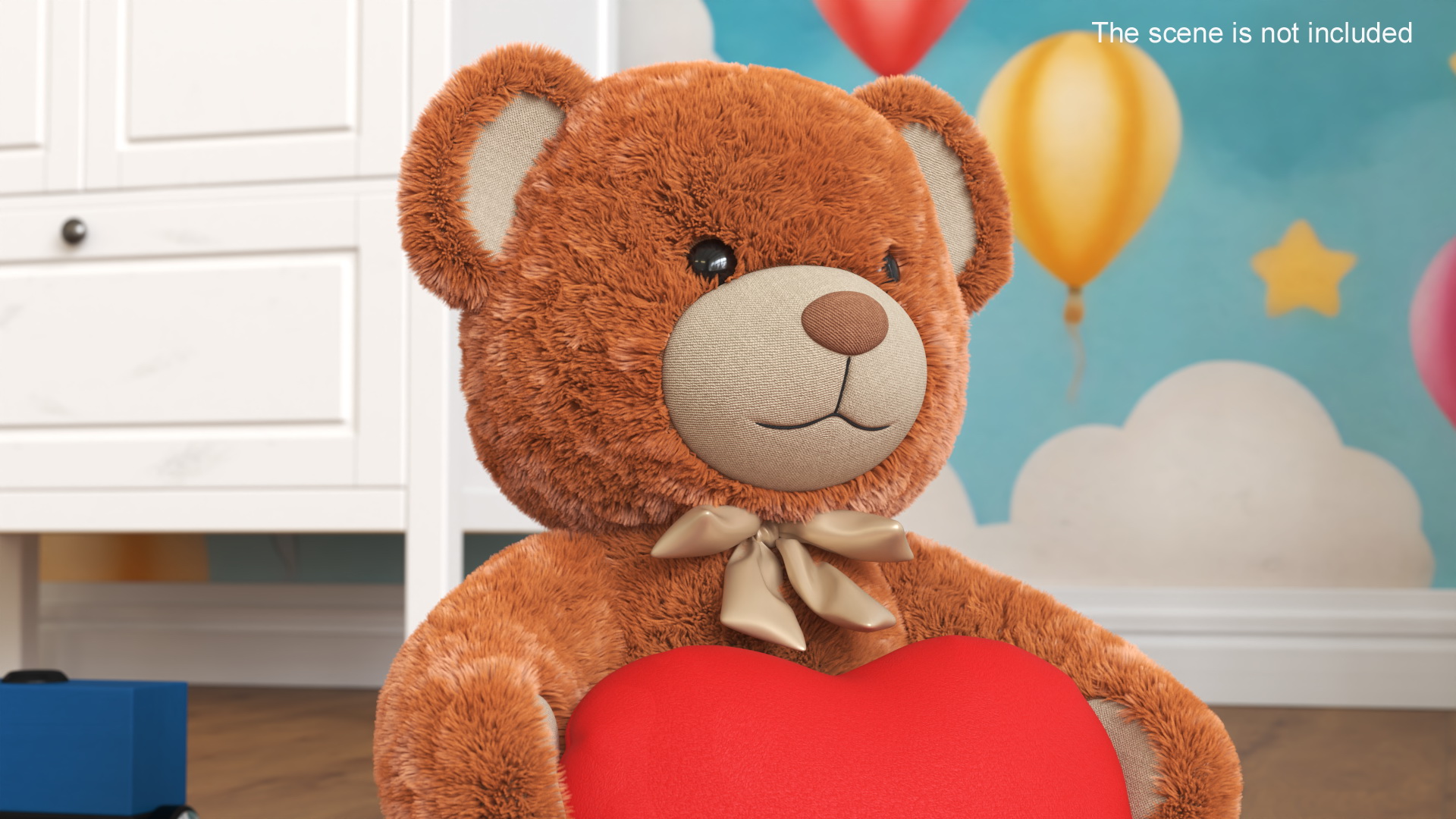 Teddy Bear Brown Holding Heart Fur 3D model