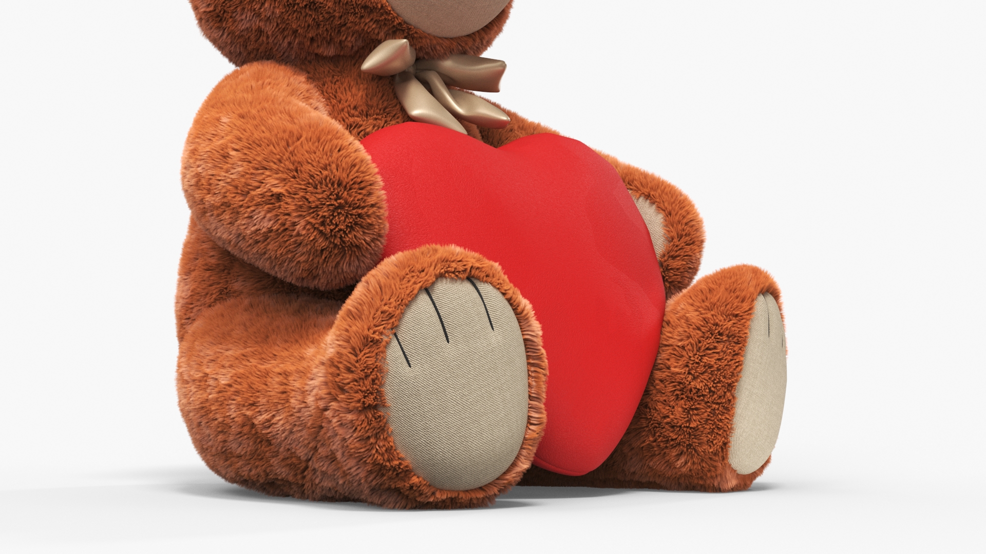 Teddy Bear Brown Holding Heart Fur 3D model