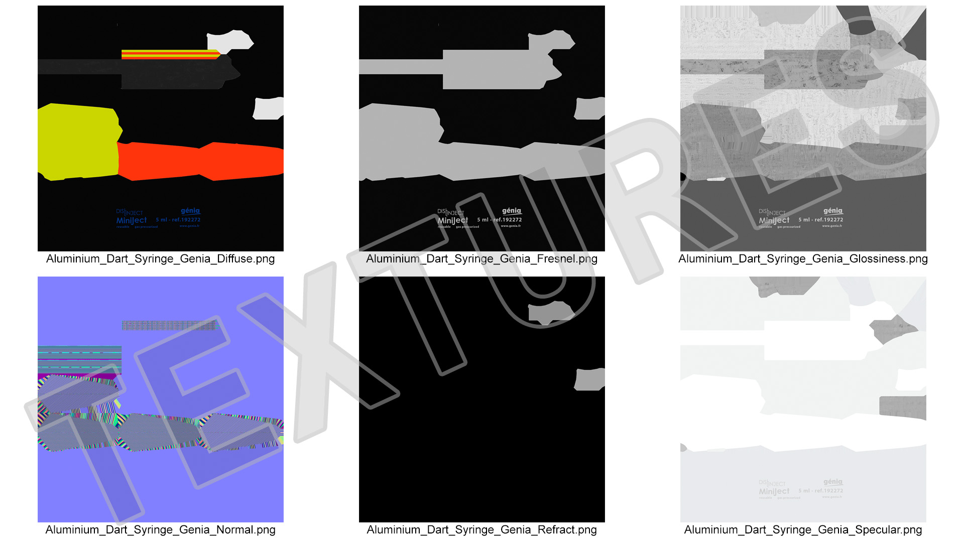 3D Aluminium Dart Syringe Genia model