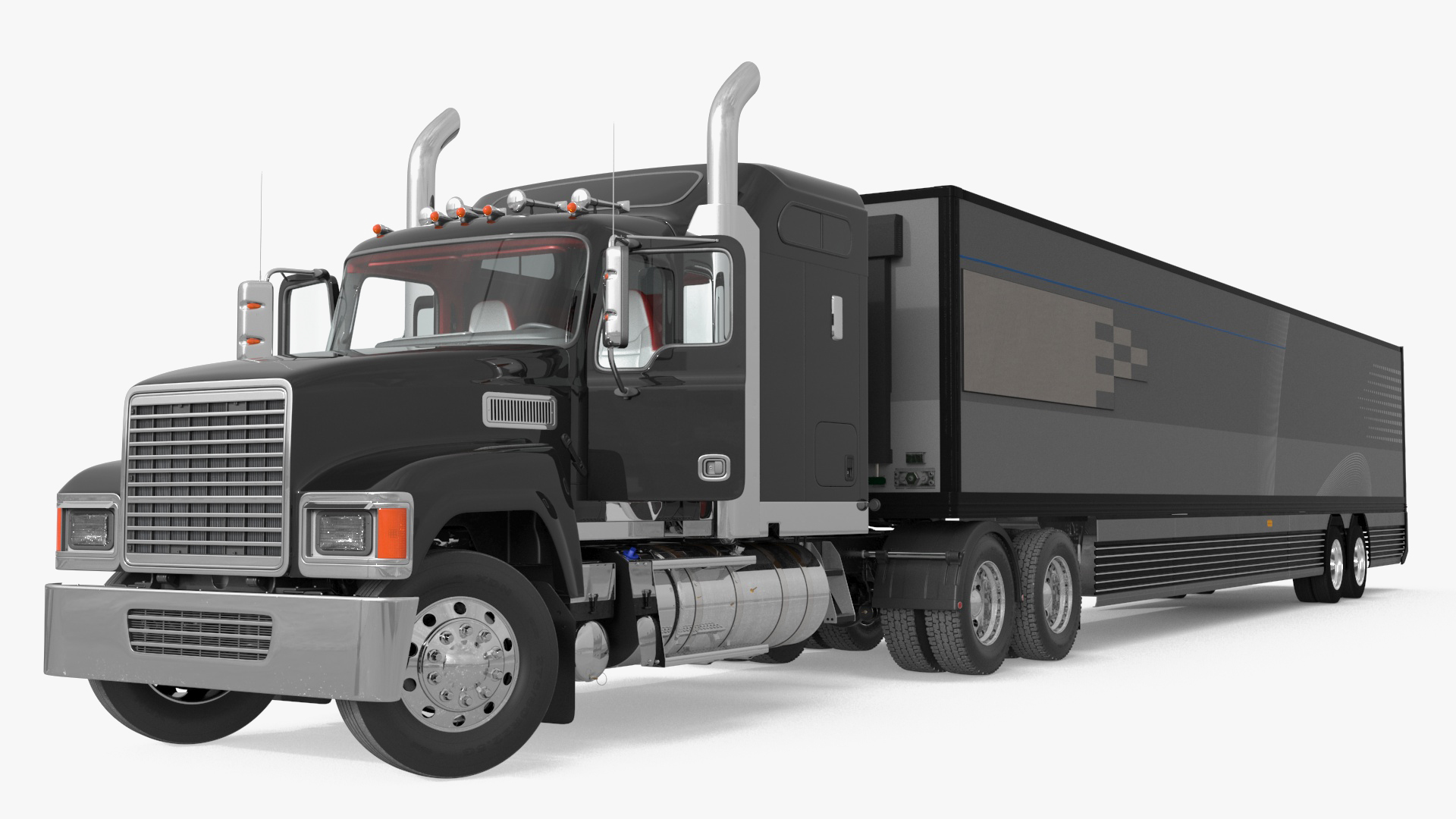 3D Freight Truck with Futuristic Trailer Rigged for Maya model