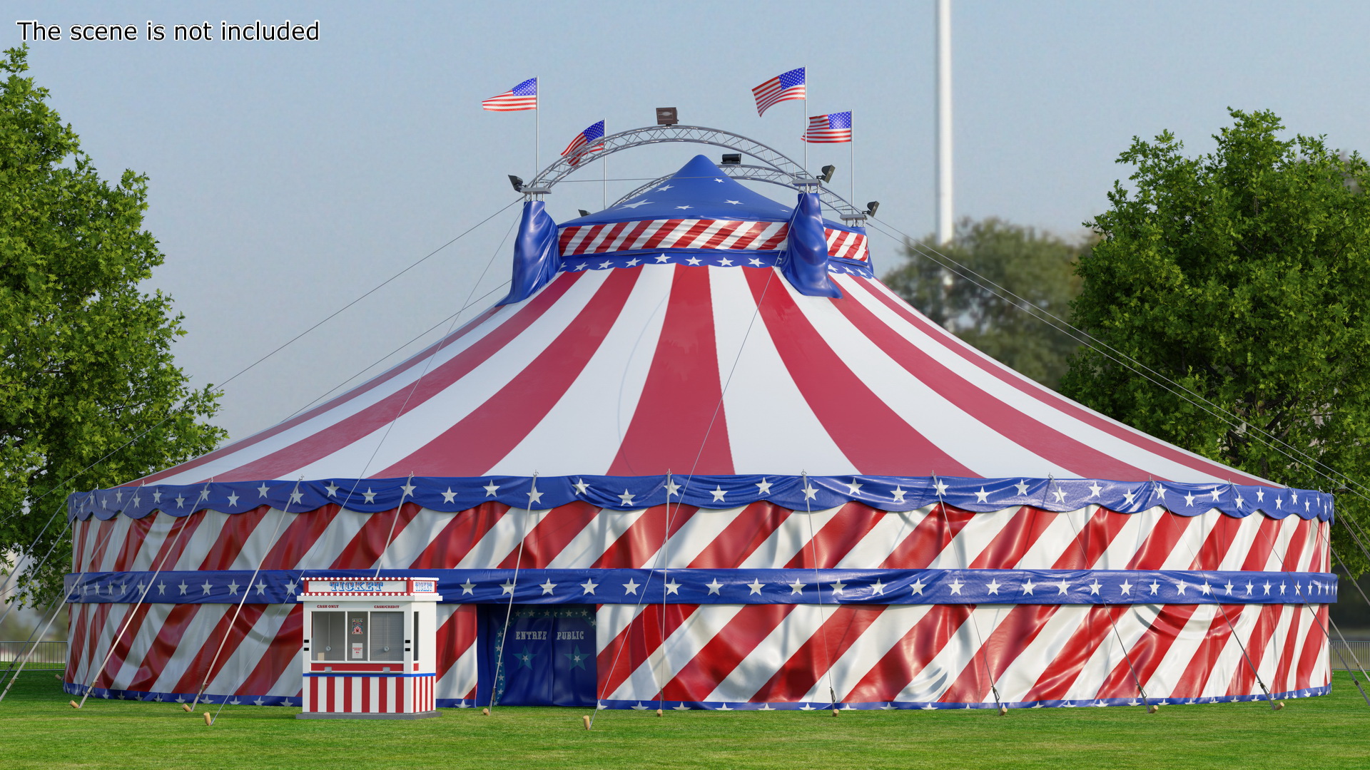 Patriotic Circus Tent with Ticket Booth 3D model