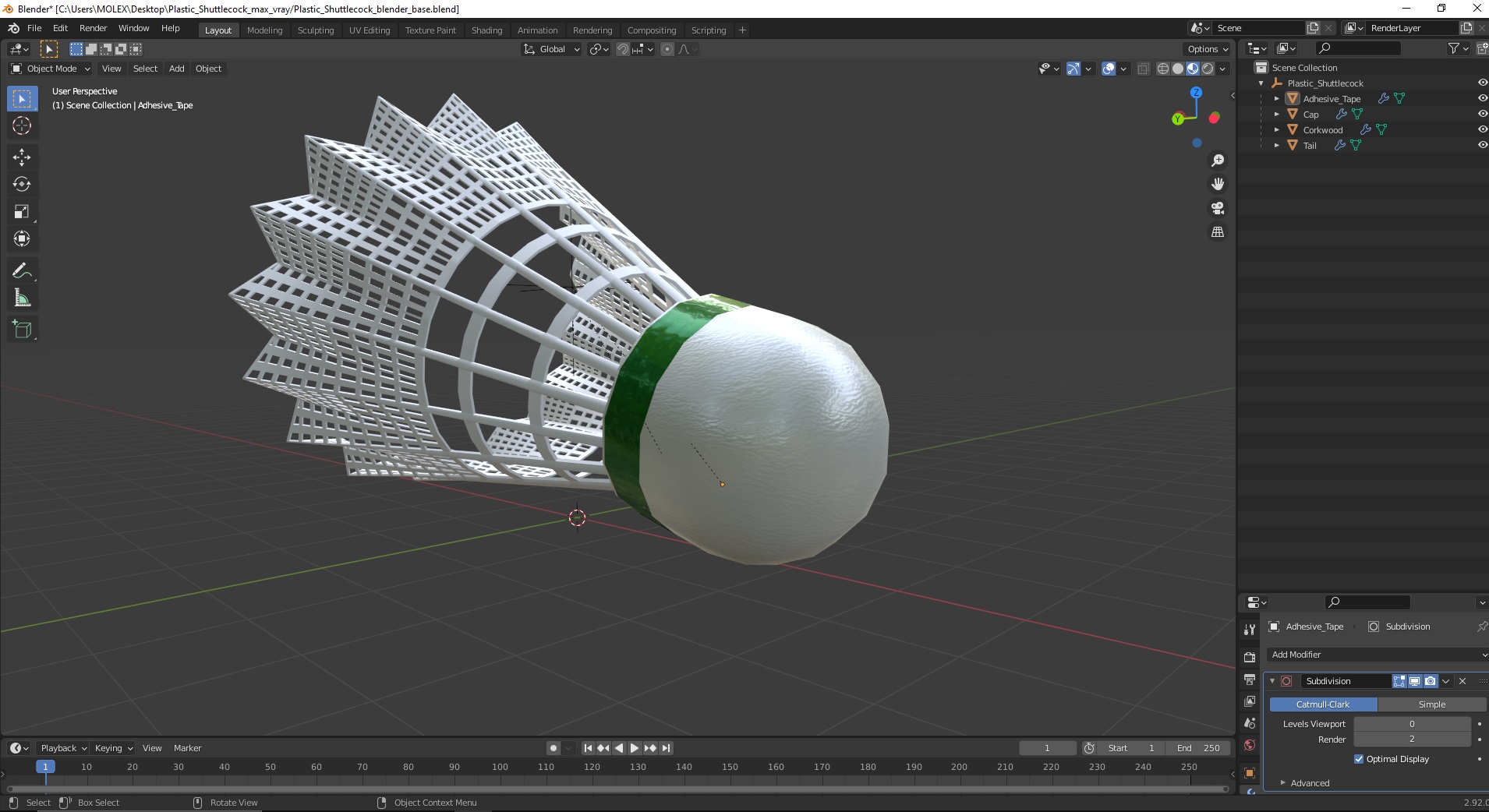 Plastic Shuttlecock 3D model