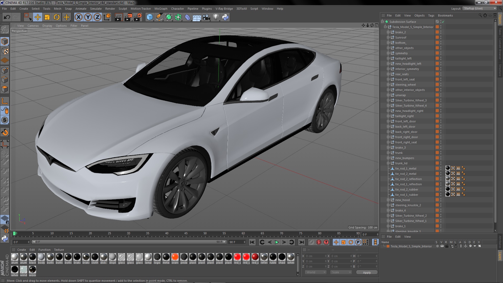 Tesla Model S Simple Interior 3D model