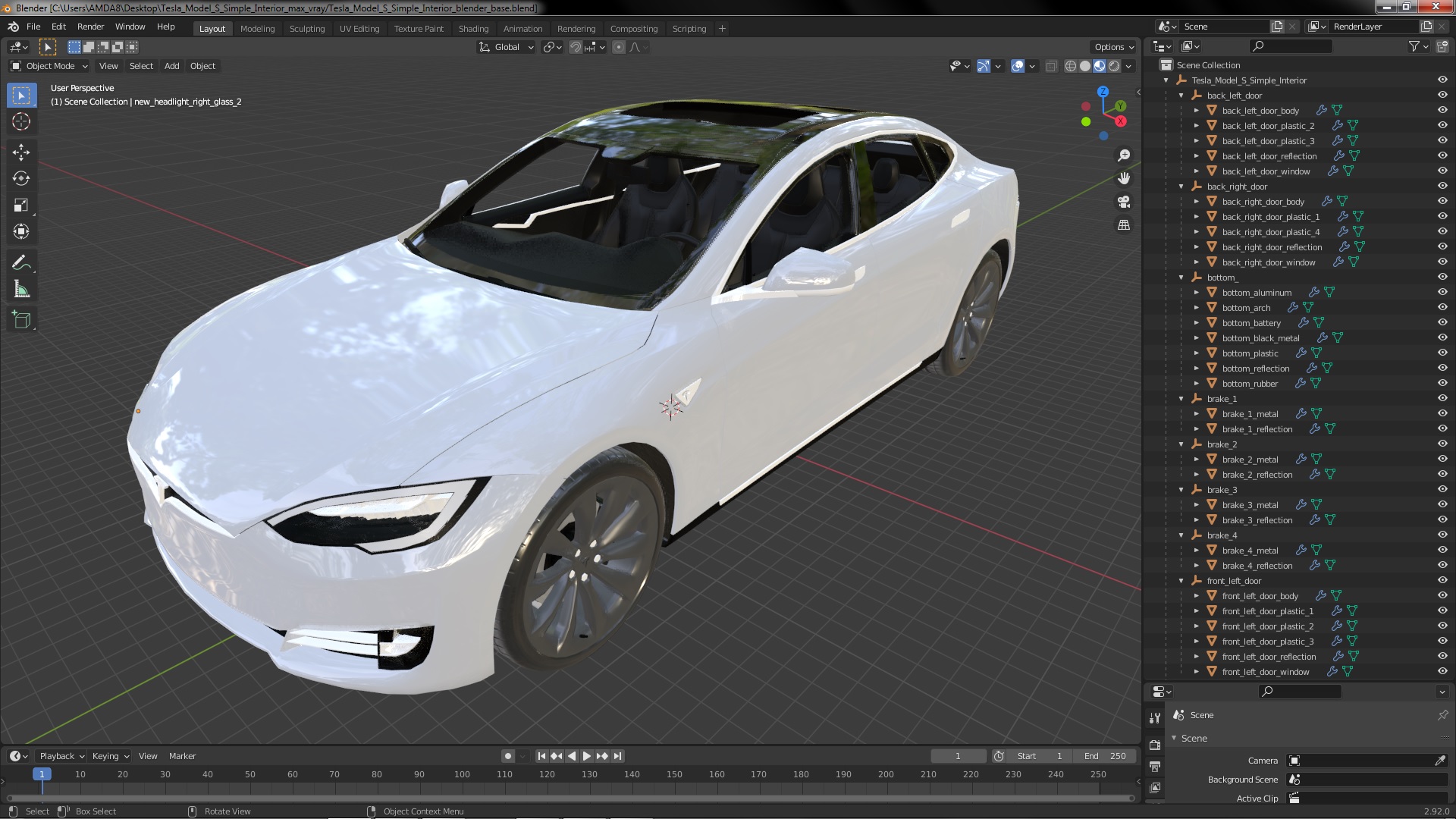 Tesla Model S Simple Interior 3D model