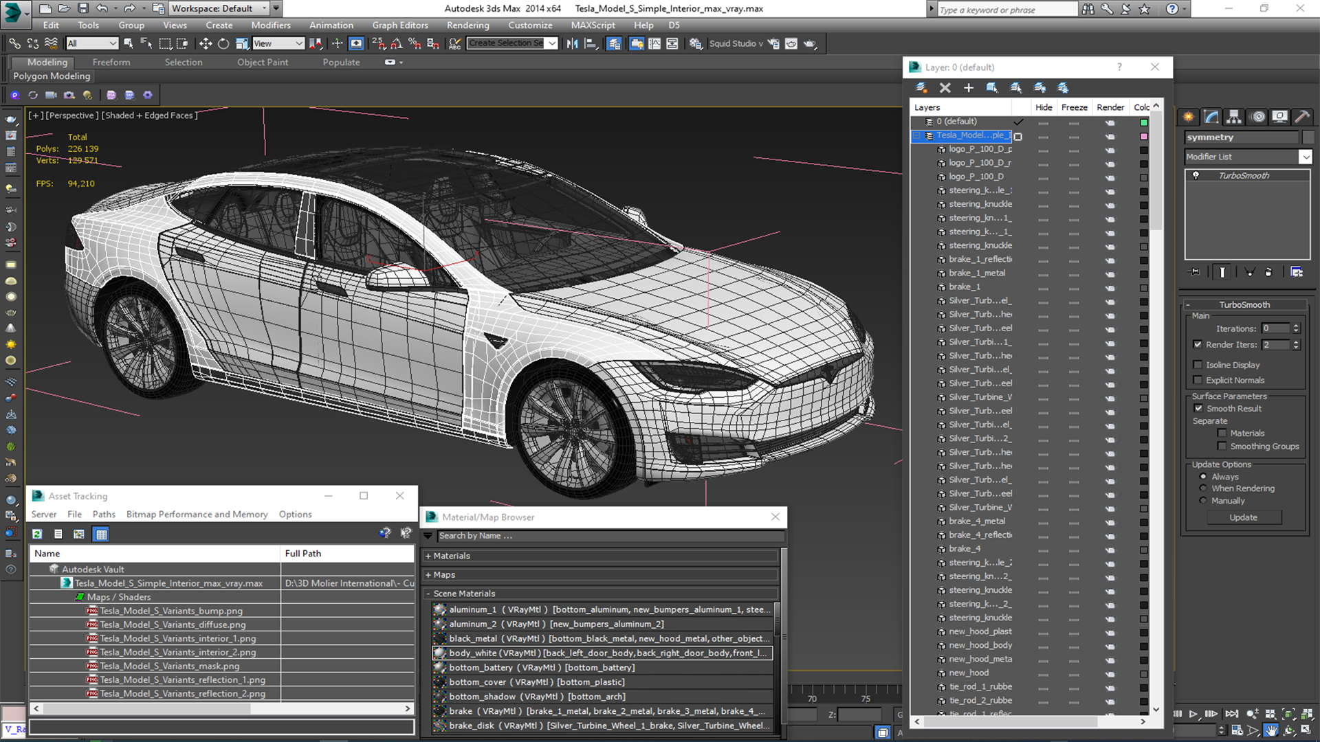 Tesla Model S Simple Interior 3D model