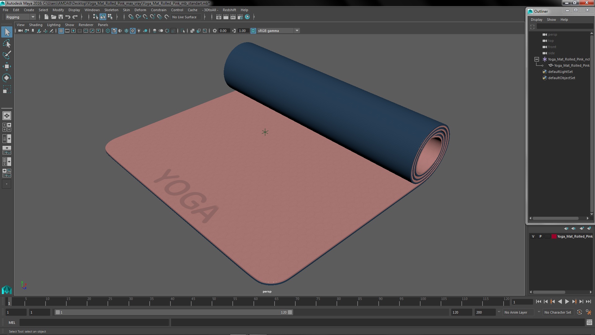 3D model Yoga Mat Rolled Pink