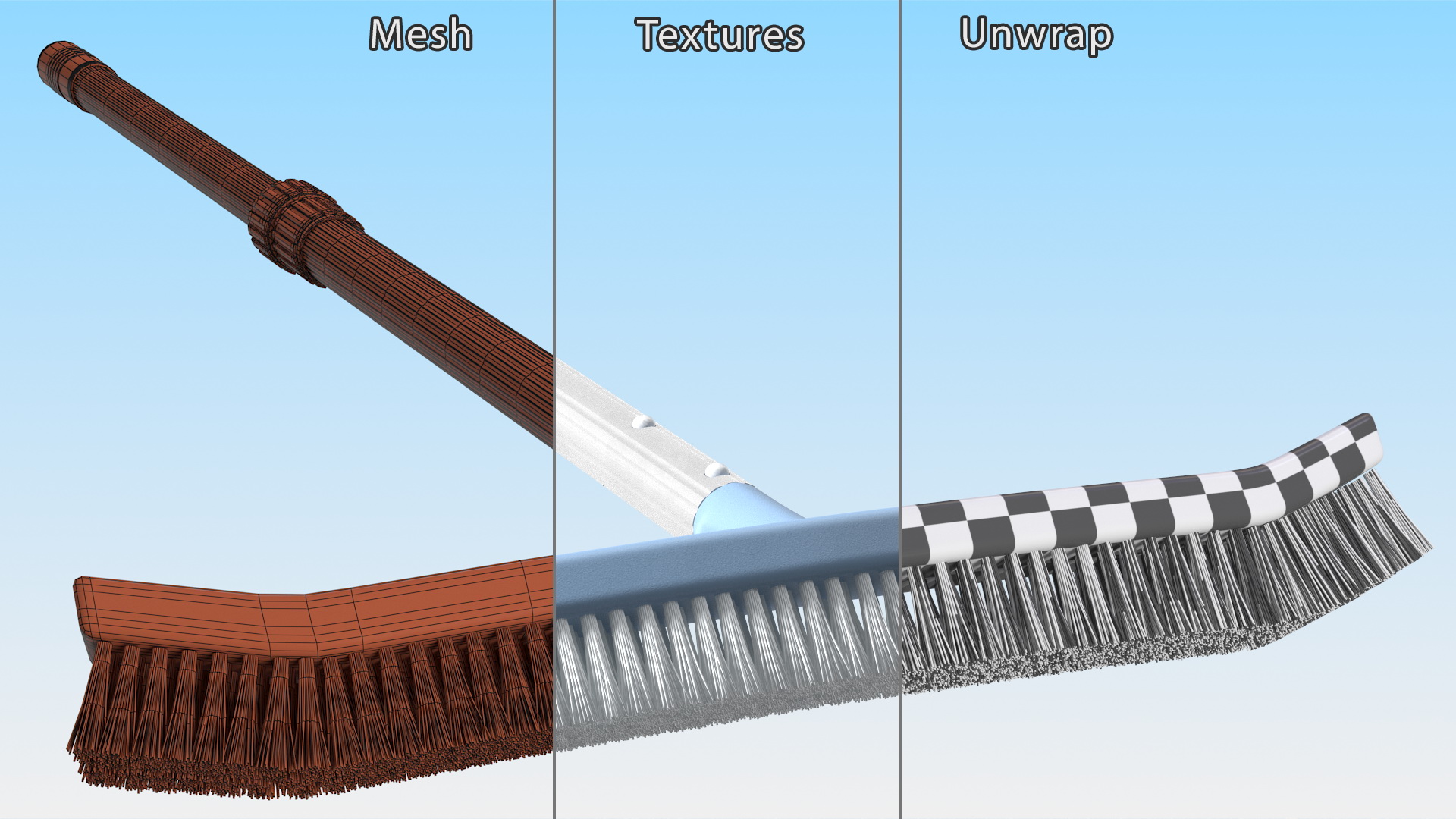 3D Pool Bottom Cleaning Brush with Handle model