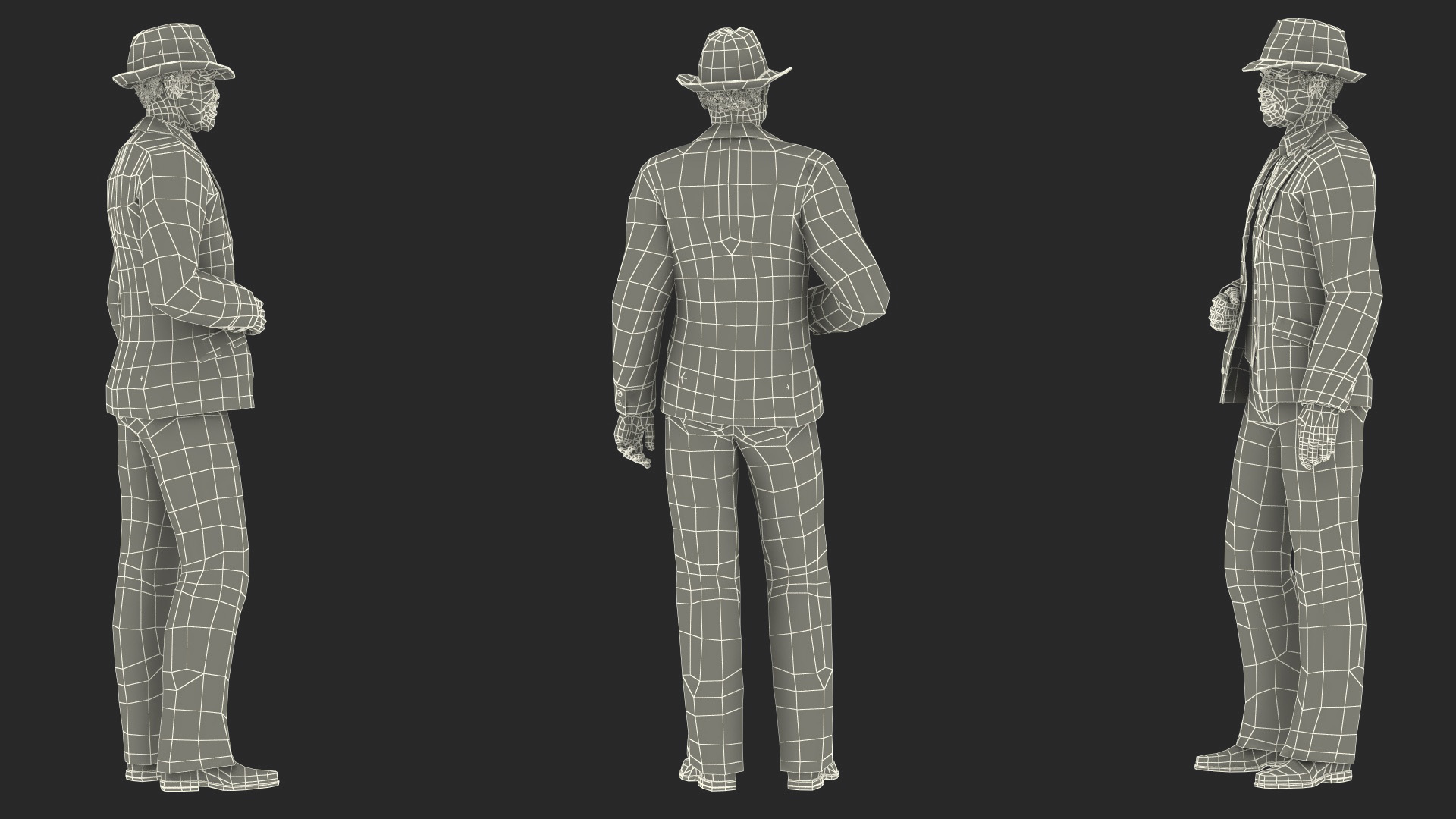 3D Afro American Grandpa Party Outfit Standing model