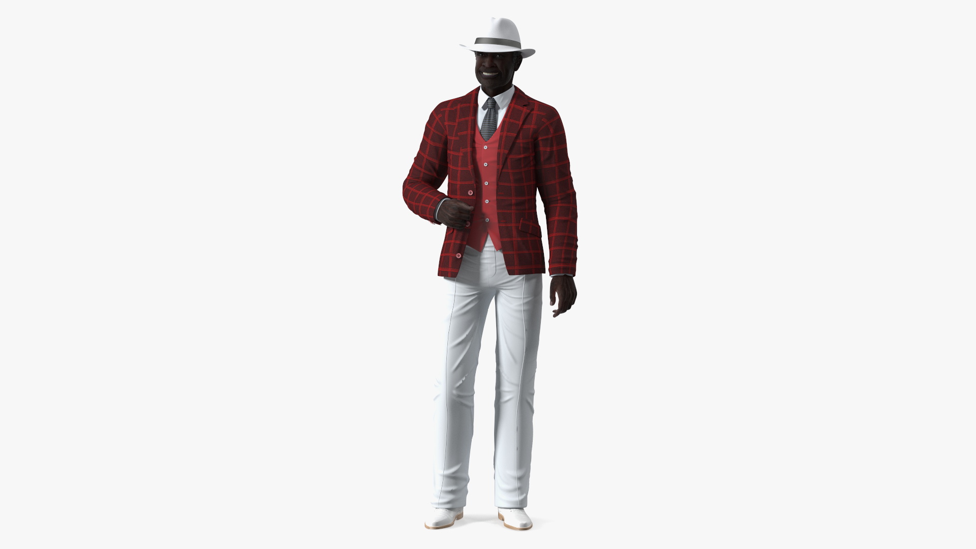 3D Afro American Grandpa Party Outfit Standing model