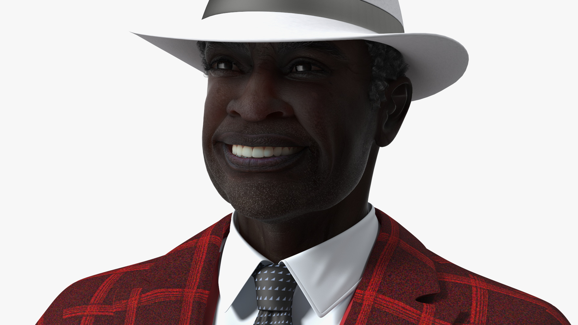 3D Afro American Grandpa Party Outfit Standing model