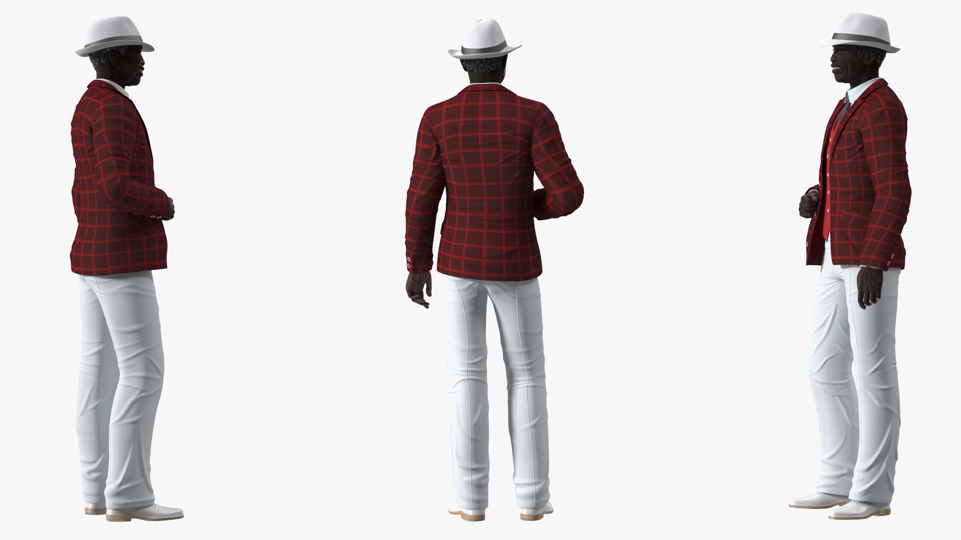 3D Afro American Grandpa Party Outfit Standing model