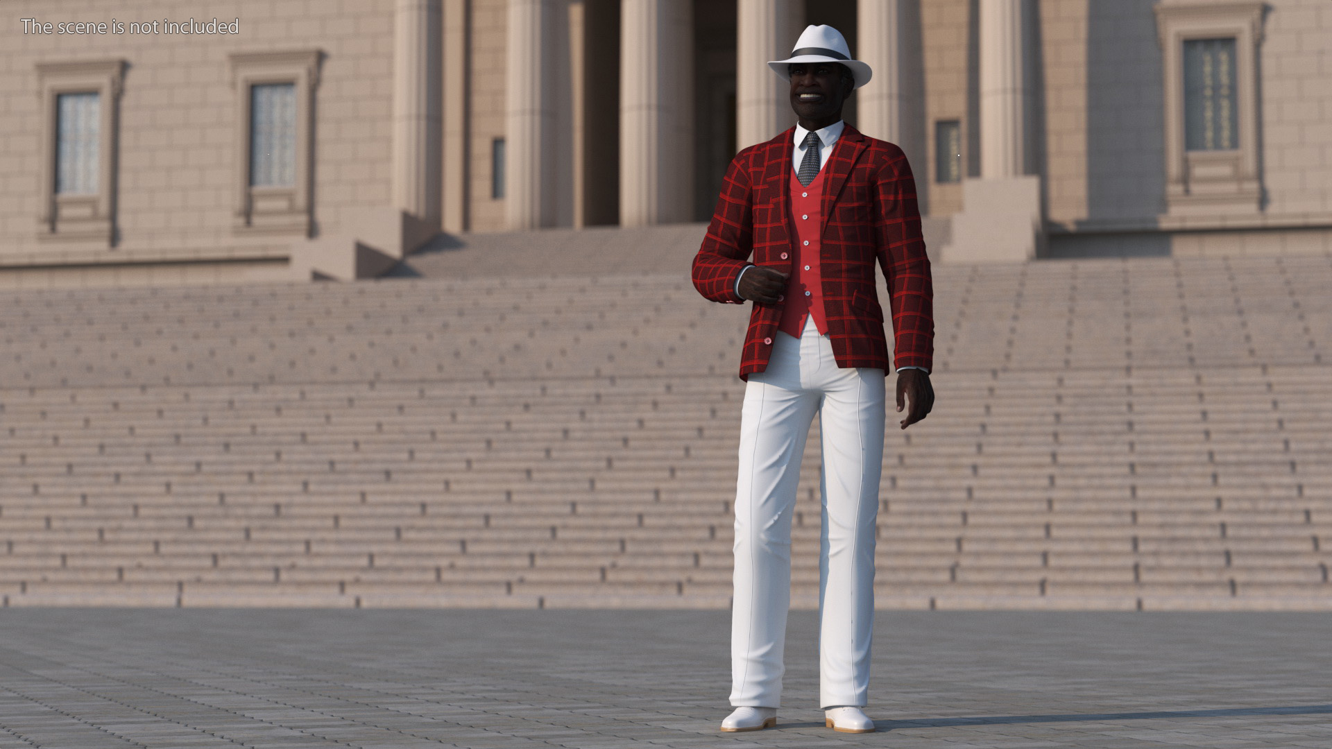 3D Afro American Grandpa Party Outfit Standing model