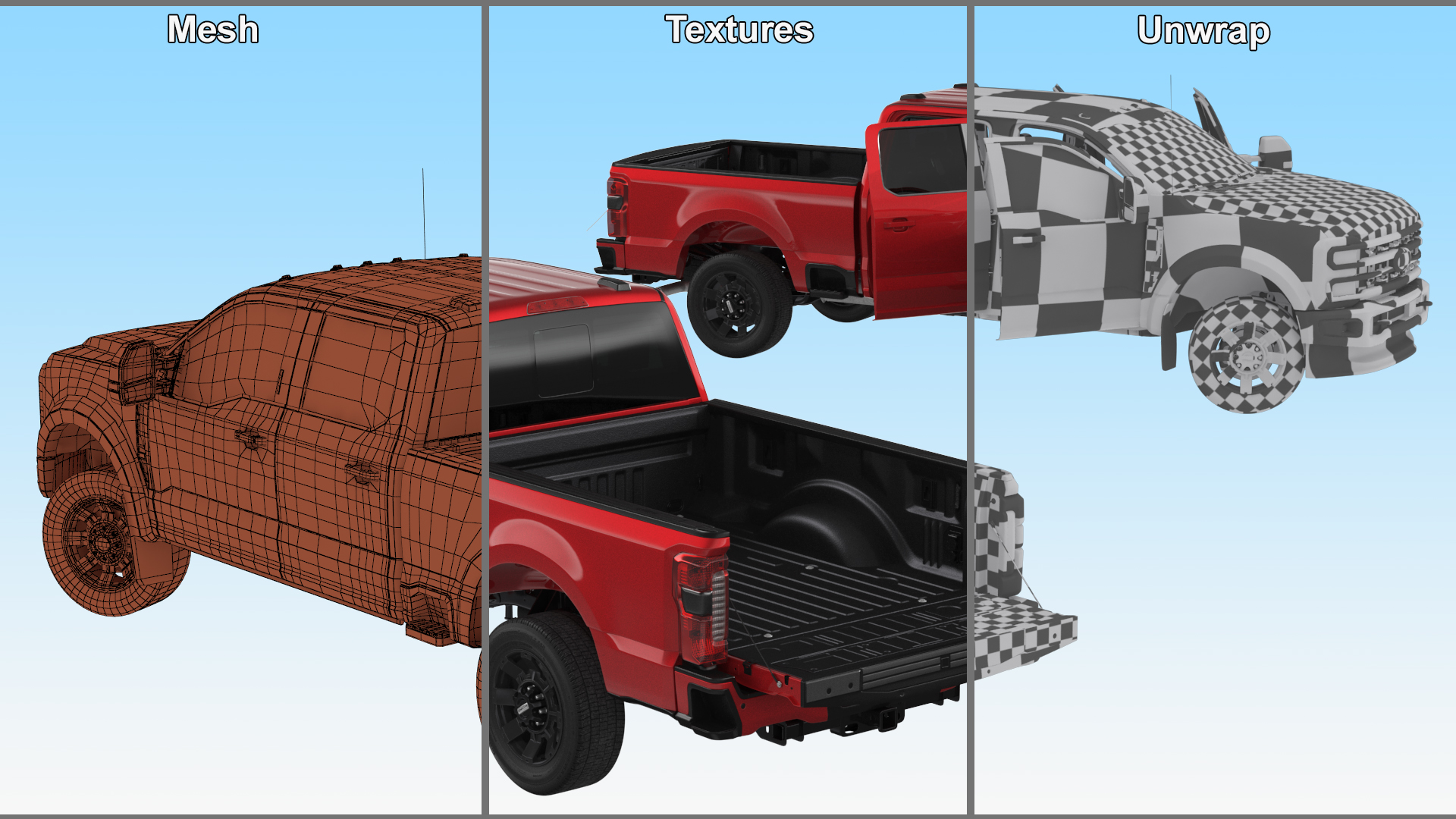 Ford Super Duty F-550 Lariat 2023 Red Rigged 3D model