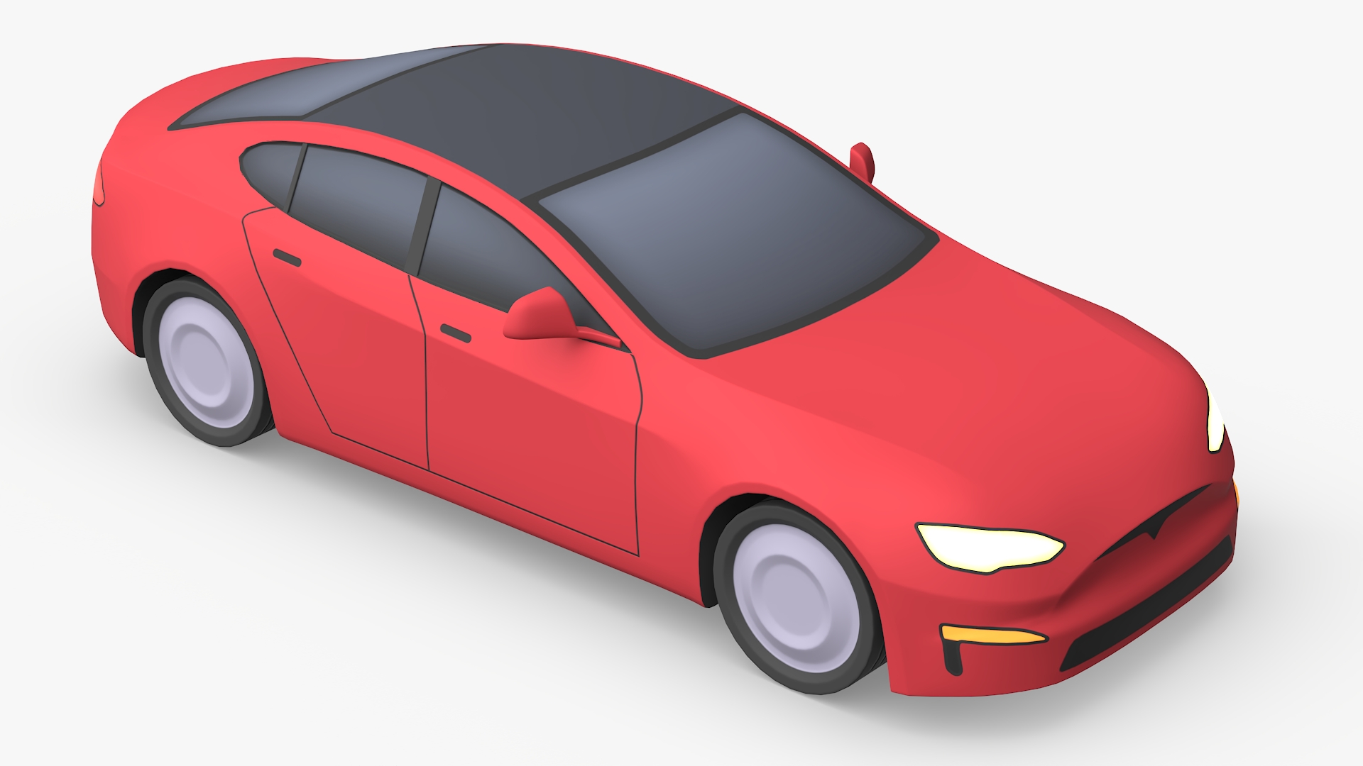 3D Cartoon Tesla Model S Rigged model