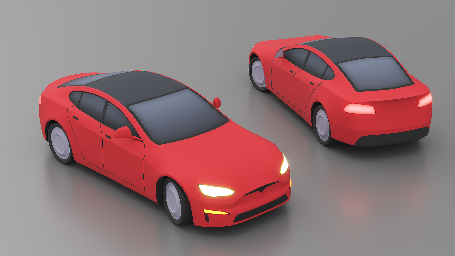 3D Cartoon Tesla Model S Rigged model