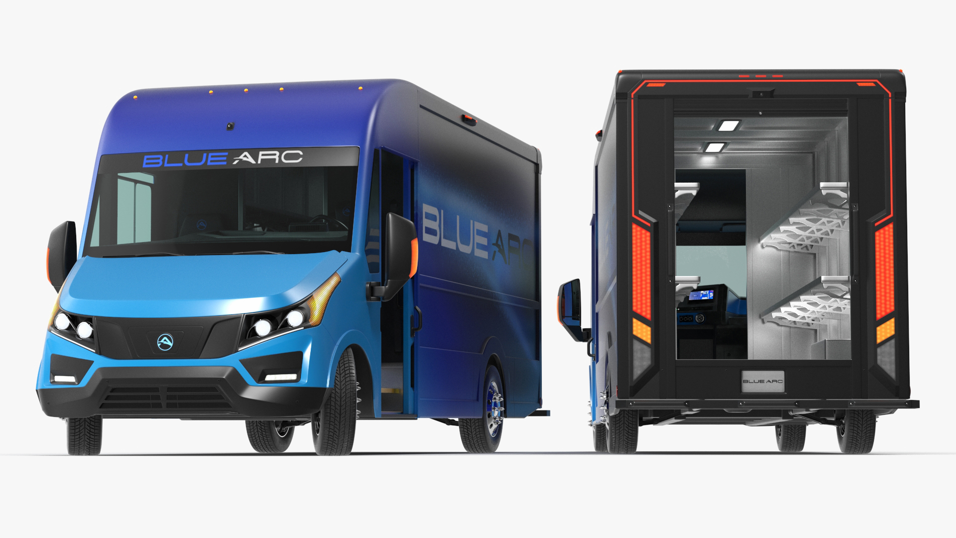 Blue Arc Electric Delivery Van Rigged 3D