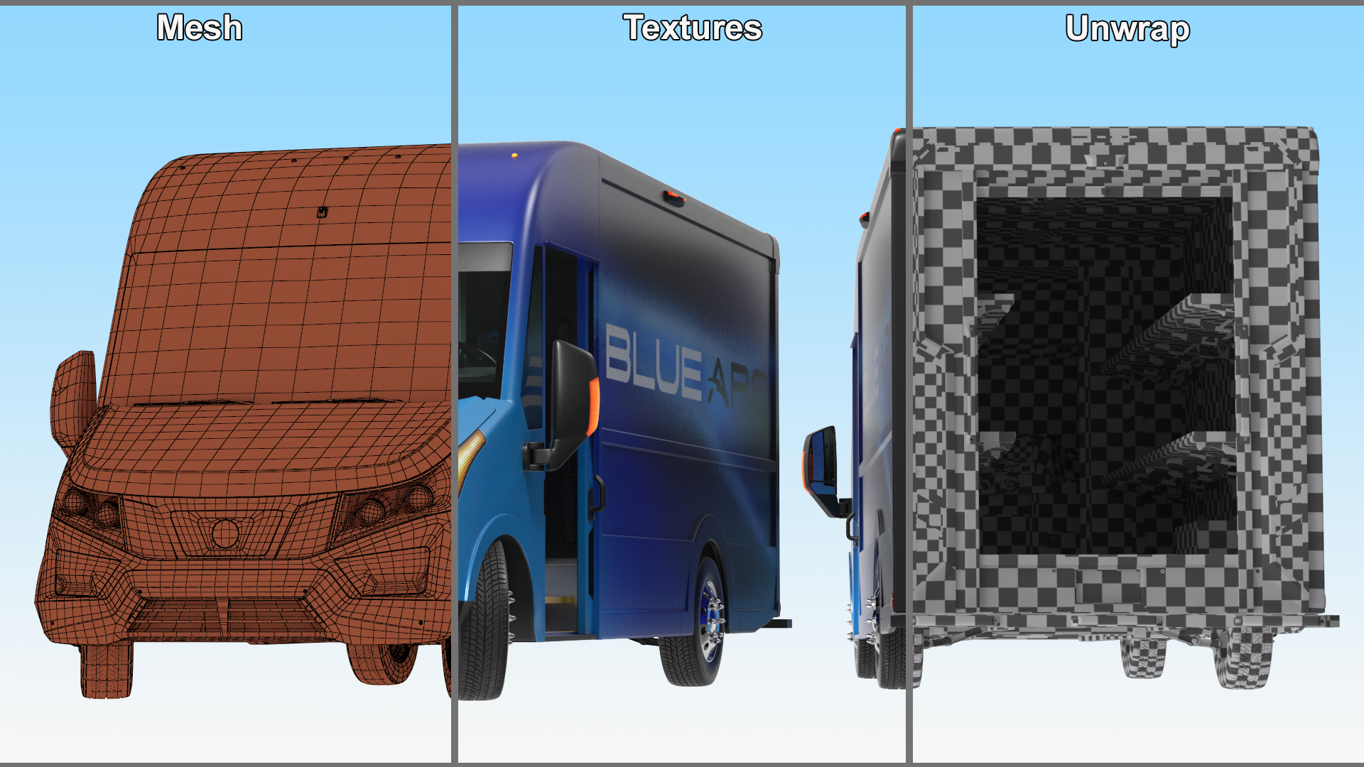 Blue Arc Electric Delivery Van Rigged 3D