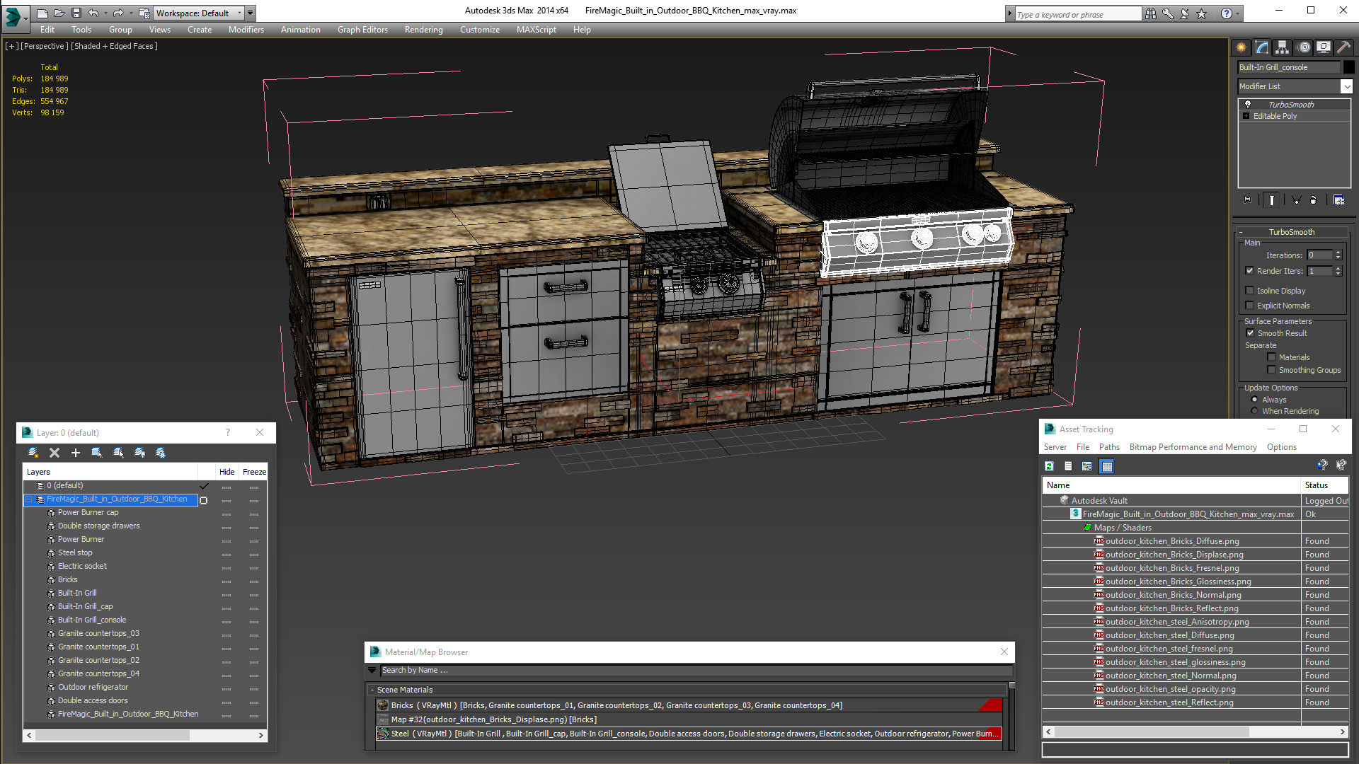 3D FireMagic Built in Outdoor BBQ Kitchen model