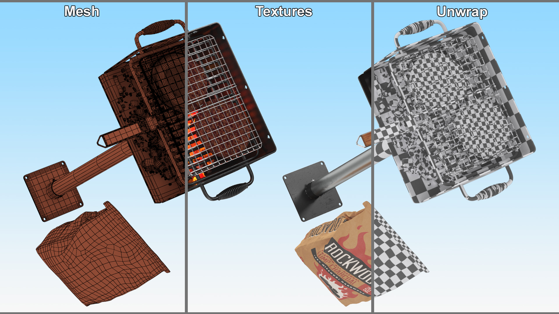 3D Charcoal Grill with Closed Rockwood Charcoal Bag model